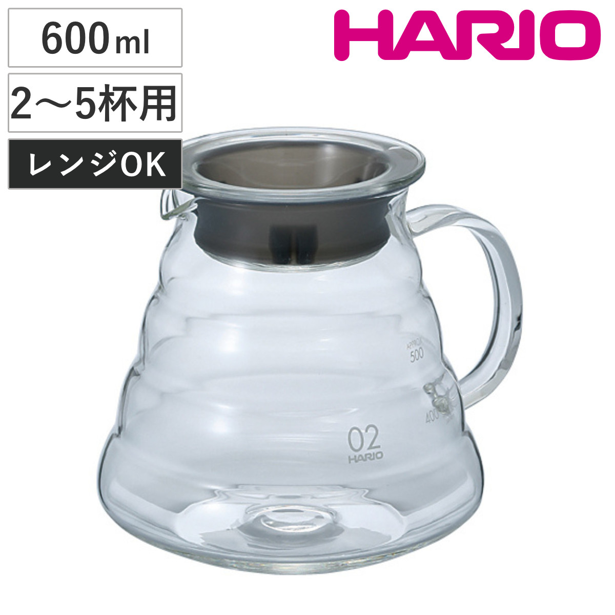 HARIO ハリオ V60 グラスサーバー 600 クリア ( ガラス 耐熱ガラス 日本製 電子レンジ対応 食洗機対応 2?5杯用 700ml コーヒー サーバー おしゃれ シンプル )