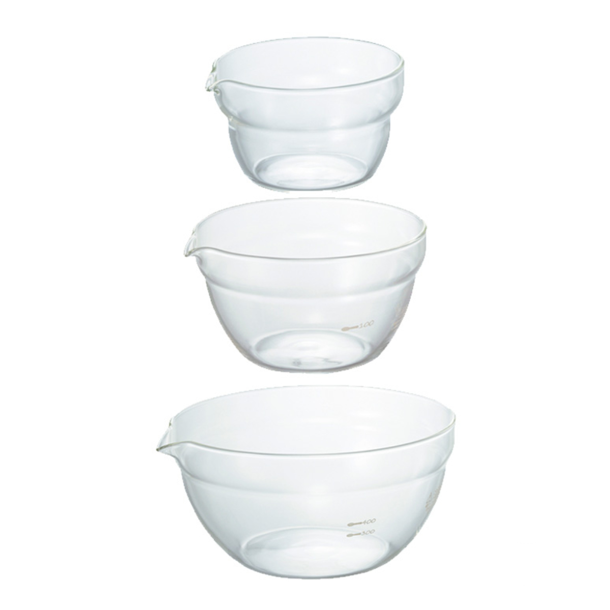 HARIO ハリオ ボウル 片口ボール 3個セット ( ボール 耐熱ボウル 耐熱ガラス 調理ボウル 電子レンジ対応 食洗機対応 100ml 200ml 400ml 注ぎ口 レンジOK ミニボウル キッチンボウル 調理用ボウル 下ごしらえ 製菓道具 )