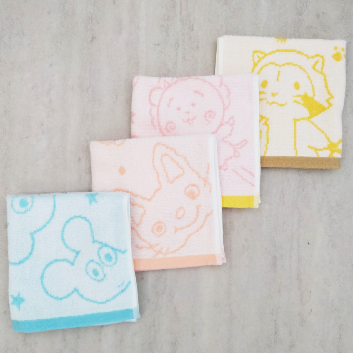 ハンドタオル 絵本 キャラクター 無撚糸 34×35cm ( タオル 手拭きタオル 汗拭きタオル たおる 綿100 吸水 ふわふわ タオルハンカチ ノンタン ねずみくんのチョッキ ラスカル コジコジ キャラクタータオル やわらかい かわいい ) 【ノンタン】 ノンタン