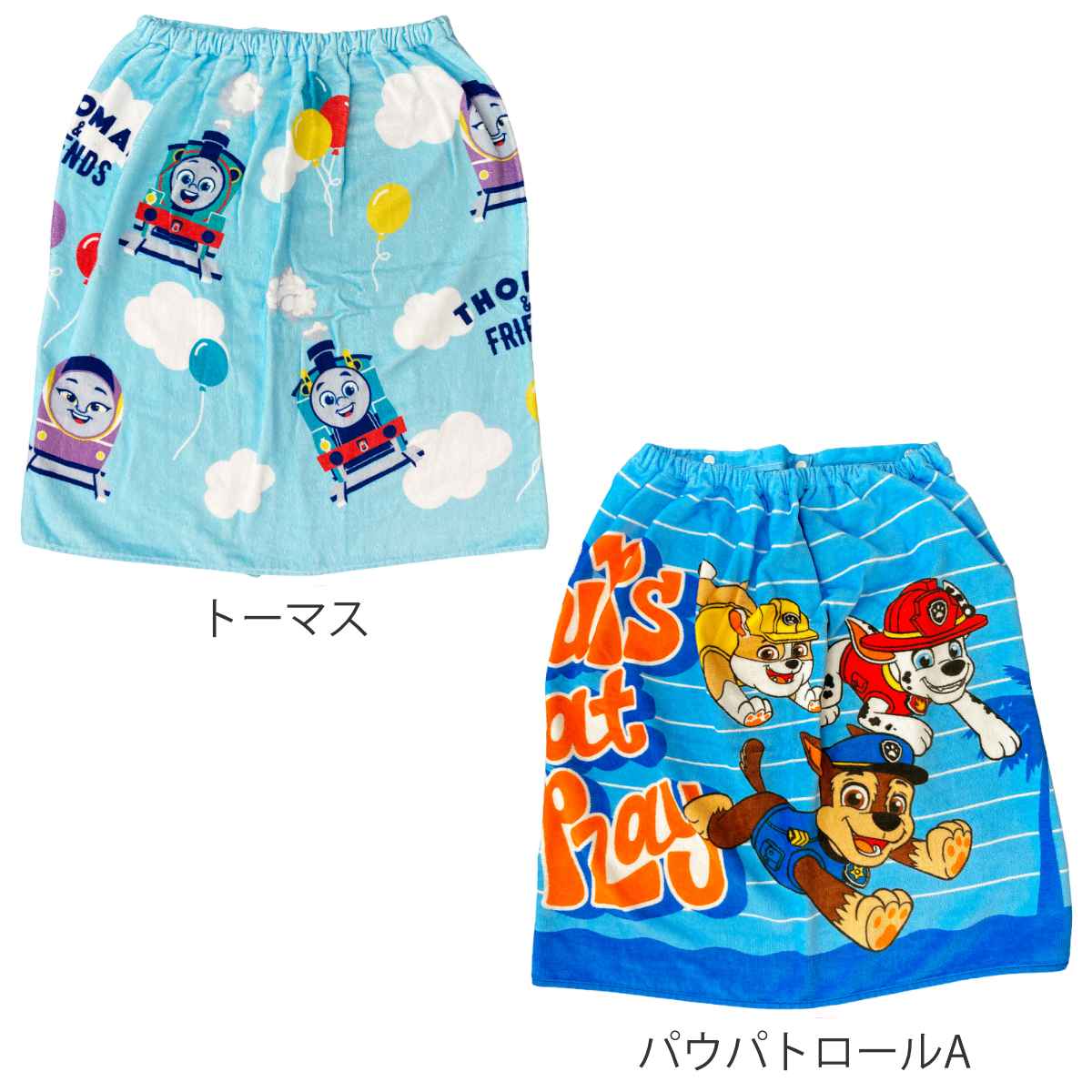 巻きタオル マキタオル キャラクター 60×115cm ( タオル プール ラップタオル キッズ 綿100 M 60cm プリンセス ミニーマウス トーマス パウパトロール ポケモン パーモット ピカチュウ 海水浴 ビーチ プール用タオル ) 【トーマス】 トーマス