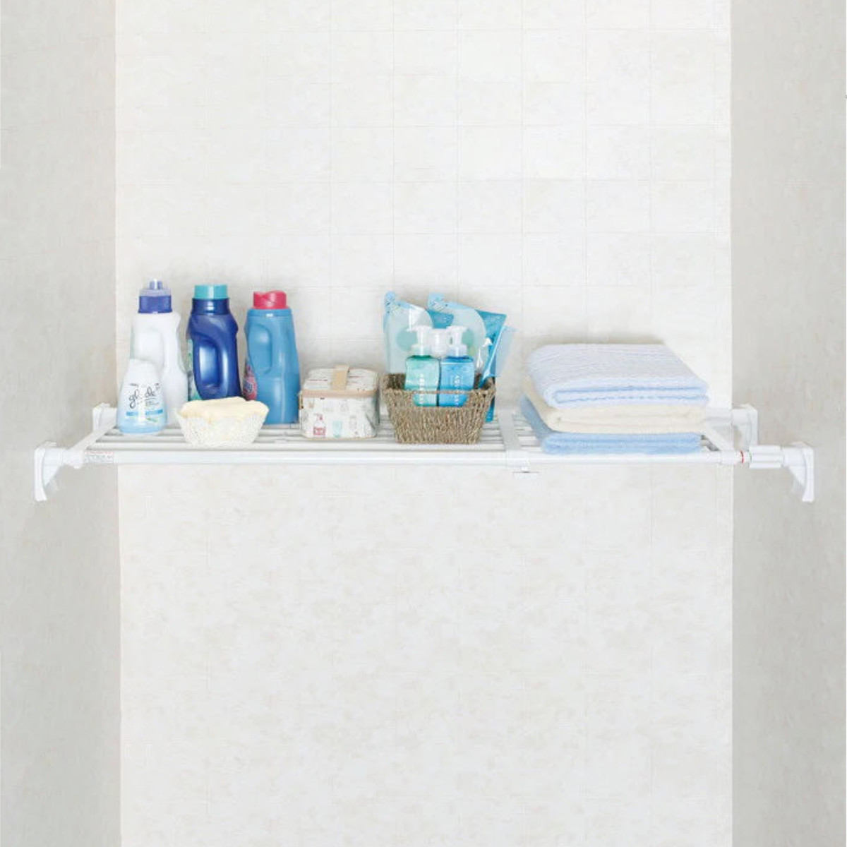 つっぱり棚 スーパーワイド棚 小 取付幅75~120cm ( 突っ張り棚 強力 つっぱり 幅広 ワイド 突ぱり 突っ張り式収納 伸縮棚 ラック 棚 収納 )