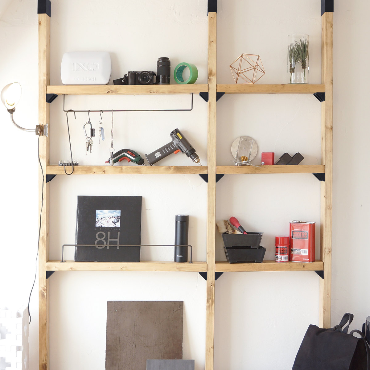 棚受 後付け シェルフサポート 5セット LABRICO ラブリコ DIY パーツ 棚 ラック ( セット 部品 突っ張り つっぱり 壁 収納 壁面収納 賃貸 簡単取付 シェルフ 壁面 パーテーション ウォールシェルフ ウォールラック 見せる収納 ) 【ブロンズ】 ブロンズ