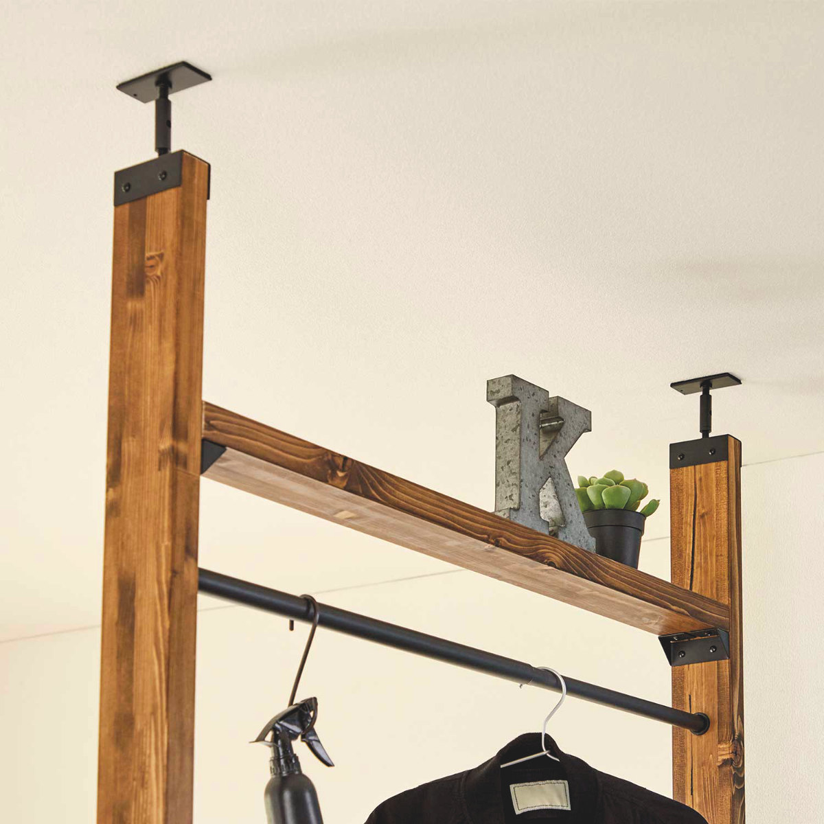 アジャスター 5セット LABRICO ラブリコ アイアン DIY パーツ 2×4材用 棚 ラック ( 突っ張り 収納 つっぱり 壁面収納 壁 間仕切り 賃貸 簡単取付 ウォールシェルフ ウォールラック 突っ張り収納 見せる収納 おしゃれ ) 【ブラック】 ブラック