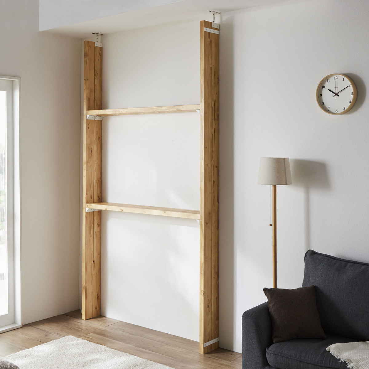 連結パーツ 同色5枚入り 横2本用 LABRICO ラブリコ アイアン ( セット パーツ 部品 連結 DIY 1×4 2×4 突っ張り 収納 つっぱり 壁面収納 壁 間仕切り 賃貸 パーテーション ウォールシェルフ ウォールラック 見せる収納 おしゃれ ) 【ホワイト】 ホワイト