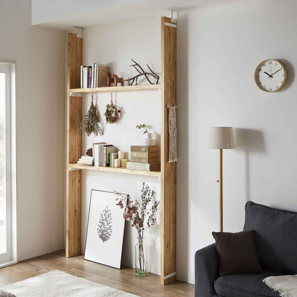 連結パーツ 同色5枚入り 横2本用 LABRICO ラブリコ アイアン ( セット パーツ 部品 連結 DIY 1×4 2×4 突っ張り 収納 つっぱり 壁面収納 壁 間仕切り 賃貸 パーテーション ウォールシェルフ ウォールラック 見せる収納 おしゃれ ) 【ホワイト】 ホワイト