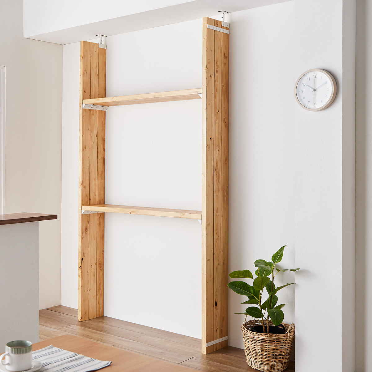 連結パーツ 横3本用 LABRICO ラブリコ アイアン ( パーツ 部品 連結 DIY 1×4 2×4 突っ張り 収納 つっぱり 壁面収納 壁 間仕切り 賃貸 簡単取付 奥行拡張 パーテーション ウォールシェルフ ウォールラック 見せる収納 おしゃれ ) 【ホワイト】 ホワイト