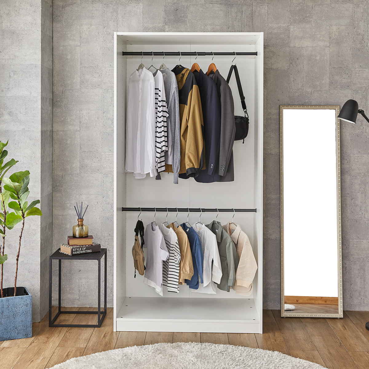 伸縮ロッド S LABRICO ラブリコ アイアン 幅50~70cm ( パーツ ポール 伸縮 直径3cm DIY ハンガーラック ポールハンガー 収納 衣類 壁面収納 ねじ固定式 2本 セット 押し入れ 押入れ 見せる収納 玄関 おしゃれ 賃貸 簡単取り付け ) 【ホワイト】 ホワイト