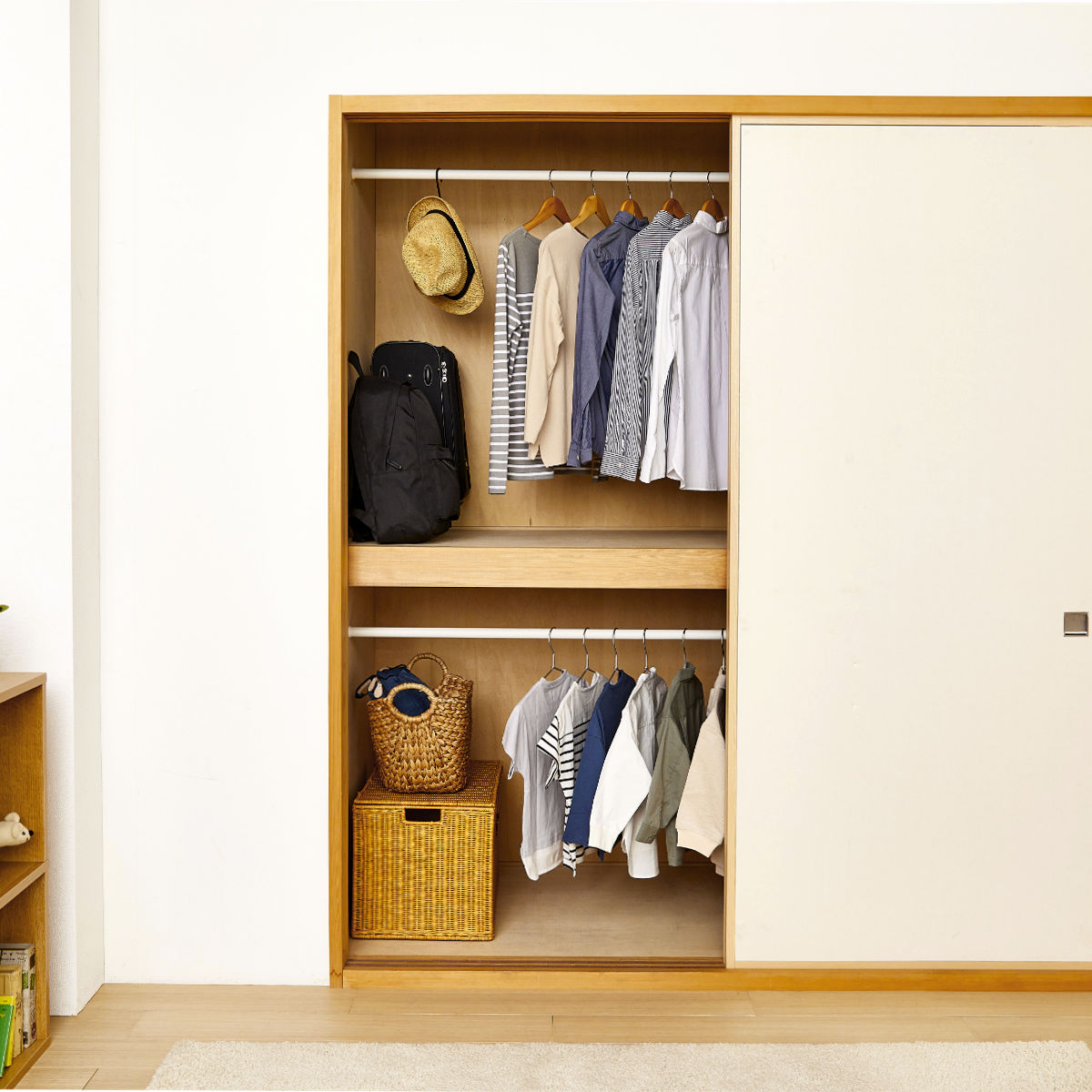 伸縮ロッド S LABRICO ラブリコ アイアン 幅50~70cm ( パーツ ポール 伸縮 直径3cm DIY ハンガーラック ポールハンガー 収納 衣類 壁面収納 ねじ固定式 2本 セット 押し入れ 押入れ 見せる収納 玄関 おしゃれ 賃貸 簡単取り付け ) 【ホワイト】 ホワイト