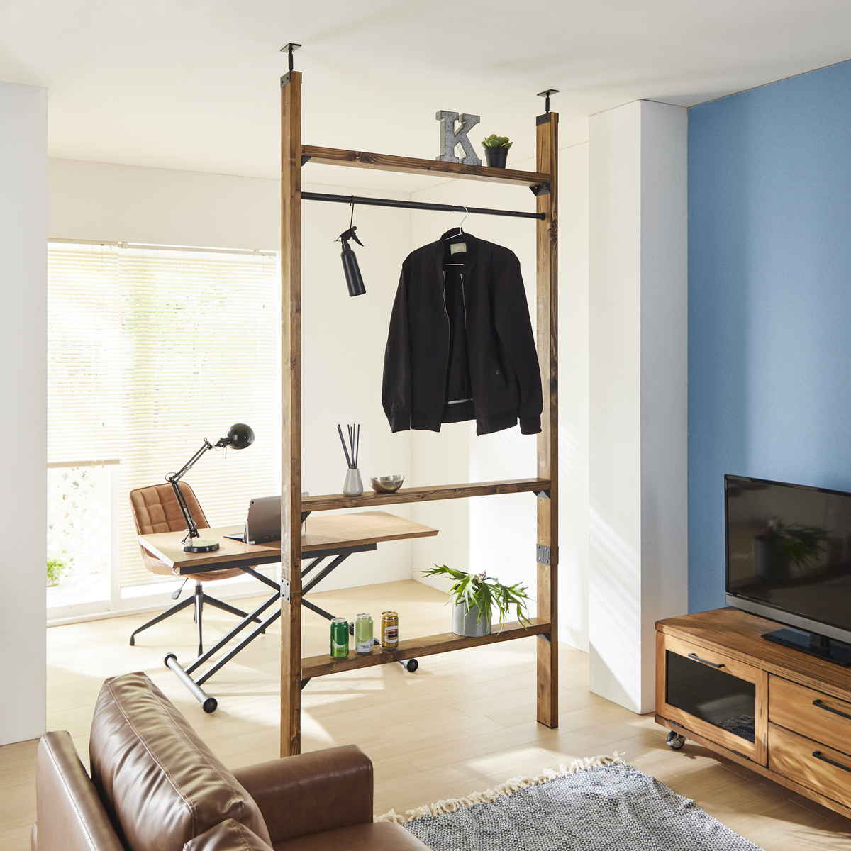 伸縮ロッド S LABRICO ラブリコ アイアン 幅50~70cm ( パーツ ポール 伸縮 直径3cm DIY ハンガーラック ポールハンガー 収納 衣類 壁面収納 ねじ固定式 2本 セット 押し入れ 押入れ 見せる収納 玄関 おしゃれ 賃貸 簡単取り付け ) 【ホワイト】 ホワイト