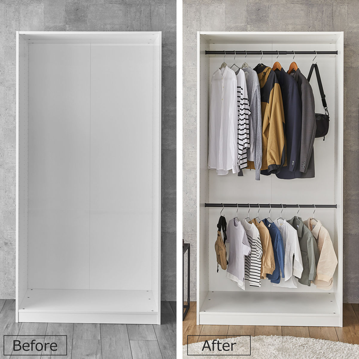 伸縮ロッド S LABRICO ラブリコ アイアン 幅50~70cm ( パーツ ポール 伸縮 直径3cm DIY ハンガーラック ポールハンガー 収納 衣類 壁面収納 ねじ固定式 2本 セット 押し入れ 押入れ 見せる収納 玄関 おしゃれ 賃貸 簡単取り付け ) 【ホワイト】 ホワイト