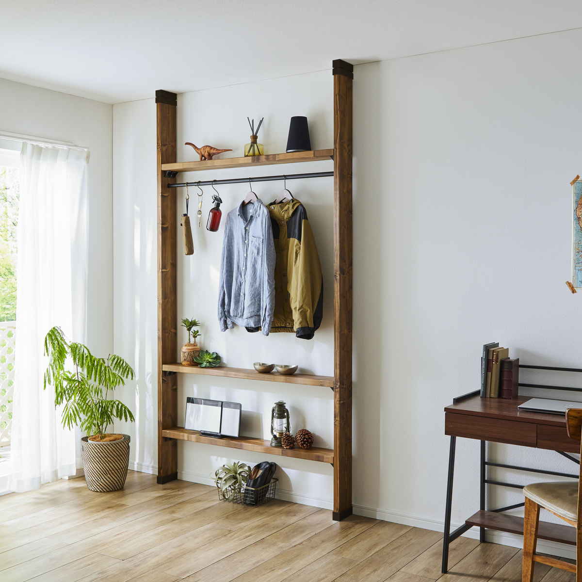 伸縮ロッド L LABRICO ラブリコ アイアン 幅110~190cm ( パーツ ポール 伸縮 直径3cm DIY ハンガーラック ポールハンガー 収納 衣類 壁面収納 ねじ固定式 壁 押し入れ 押入れ 見せる収納 玄関 おしゃれ 賃貸 簡単取り付け ) 【ホワイト】 ホワイト