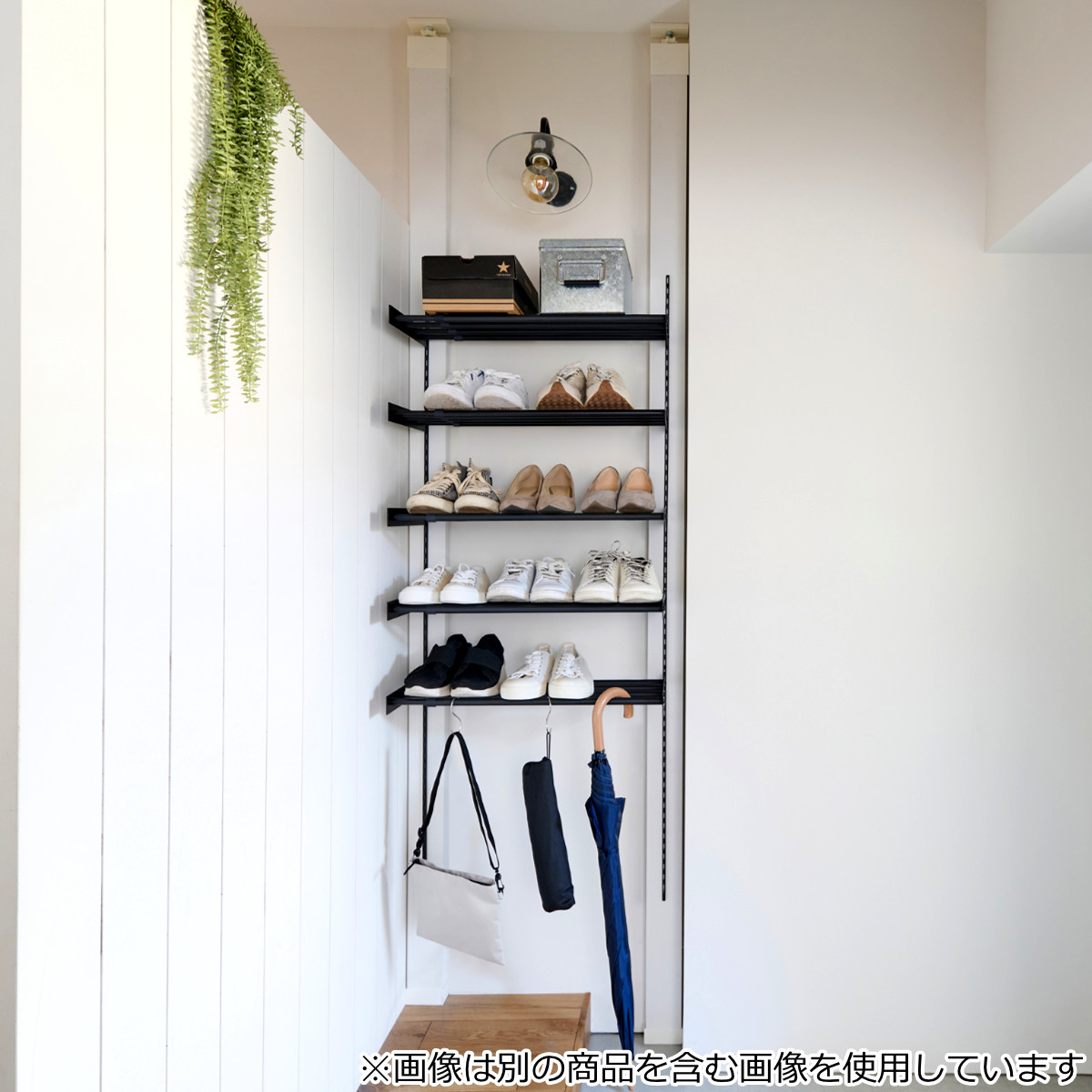 ハンガー 伸縮ハンガーバー 50cm ラブリコ アイアン 壁面収納 ( LABRICO シェルフレール 収納 ハンガーバー 幅50~70cm 可動式 DIY パーツ コートハンガー ハンガーラック 賃貸 壁 簡単取付 見せる収納 インテリア おしゃれ ) 【ブラック】 ブラック