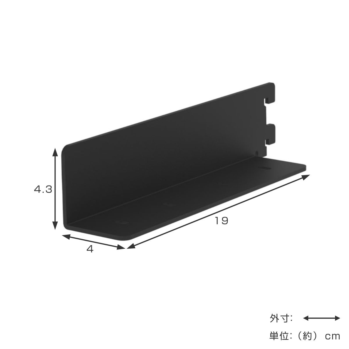 棚受 19cm ラブリコ トレイ型 アイアン 壁面収納 ( LABRICO シェルフレール 収納 棚 可動棚 収納棚 棚受け DIY パーツ シェルフ ラック 賃貸 壁 簡単取付 ディスプレイ 見せる収納 飾り棚 インテリア おしゃれ ) 【ブラック】 ブラック