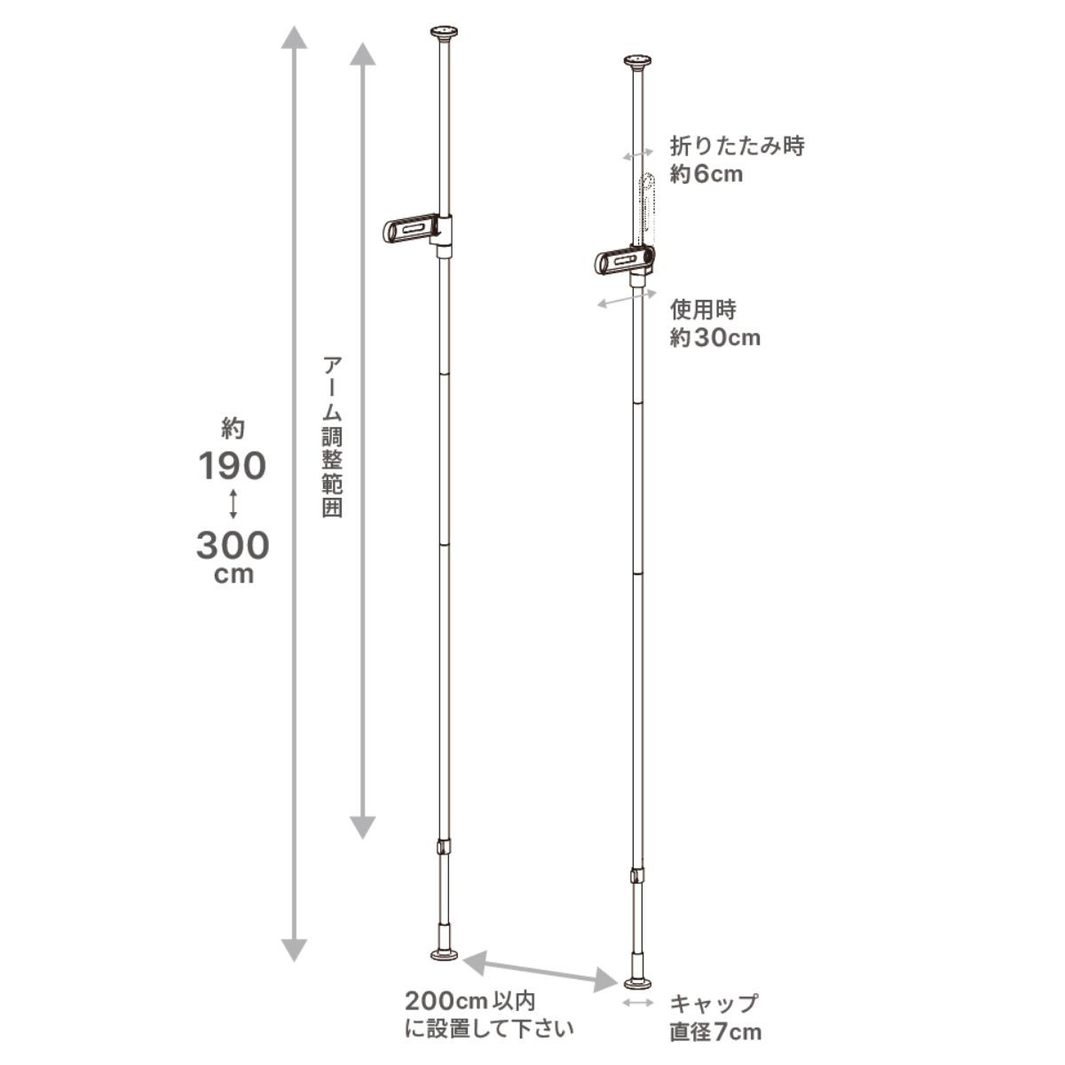 室内物干し 竿受け 室内つっぱり竿受け 1段 ( 物干し 室内竿受け 室内 オープンクローゼット 突っ張り 洗濯物干し 室内干し つっぱり 部屋干し 突っ張り式 竿掛け 折りたたみ コンパクト シンプル おしゃれ ) 【ブラック】 ブラック