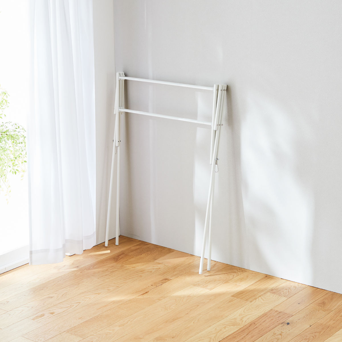 室内物干し 物干しスタンド 伸縮タイプ マットホワイト タオル干し 幅70~126cm ( 物干し スタンド 伸縮 室内 折りたたみ 軽量 布団 ハンガー シンプル 洗濯物干し 平干し ふとん コンパクト 折り畳み 組立簡単 洗濯 洗濯用品 )