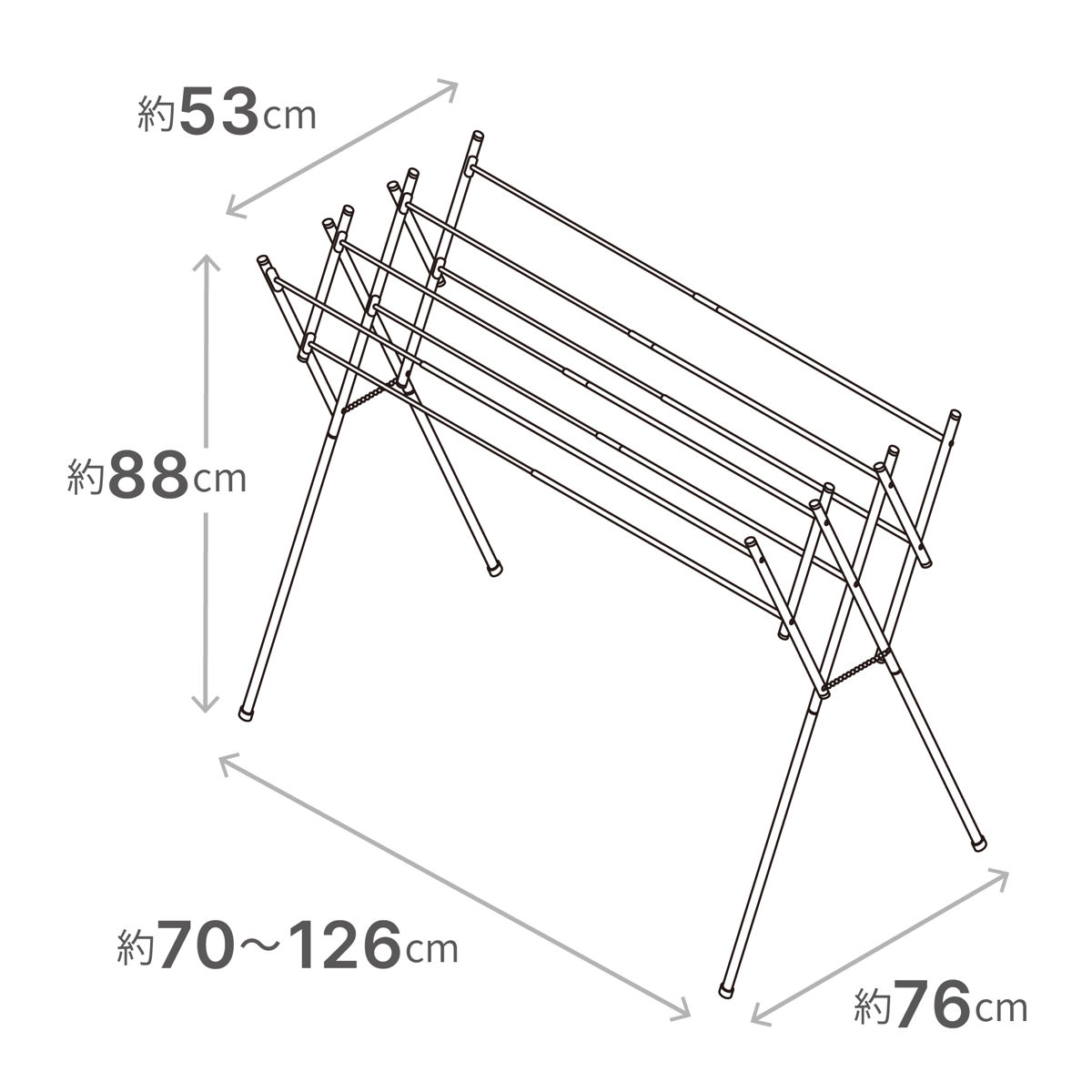 室内物干し 物干しスタンド 伸縮タイプ マットホワイト タオル干し 幅70~126cm ( 物干し スタンド 伸縮 室内 折りたたみ 軽量 布団 ハンガー シンプル 洗濯物干し 平干し ふとん コンパクト 折り畳み 組立簡単 洗濯 洗濯用品 )