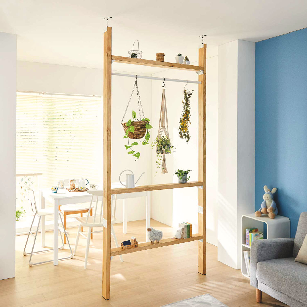 アジャスター LABRICO ラブリコ アイアン DIY パーツ 2×4材用 棚 ラック ( 突っ張り 収納 つっぱり 壁面収納 壁 間仕切り 賃貸 簡単取付 パーテーション ウォールシェルフ ウォールラック 突っ張り収納 見せる収納 おしゃれ ) 【ホワイト】 ホワイト