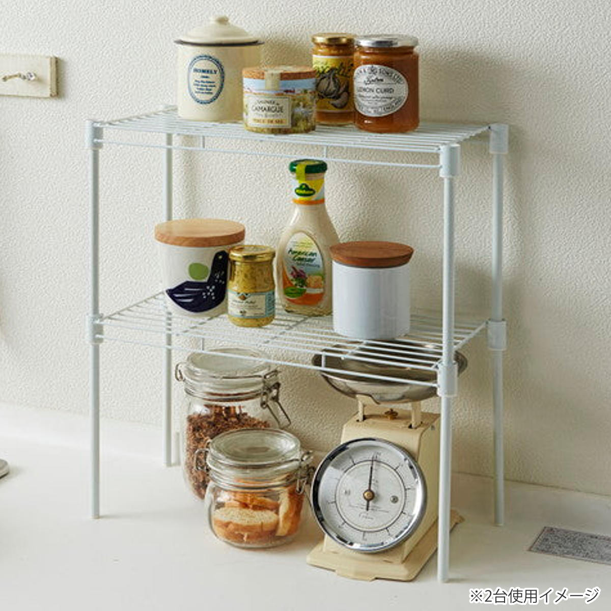 キッチン収納 キッチン 重ね棚 ワイヤー 積み重ね可能 ( スパイスラック コの字ラック 調味料ラック 収納ラック ラック キッチン収納ラック フリーラック 調味料 収納 キッチン棚 コンパクト 省スペース )