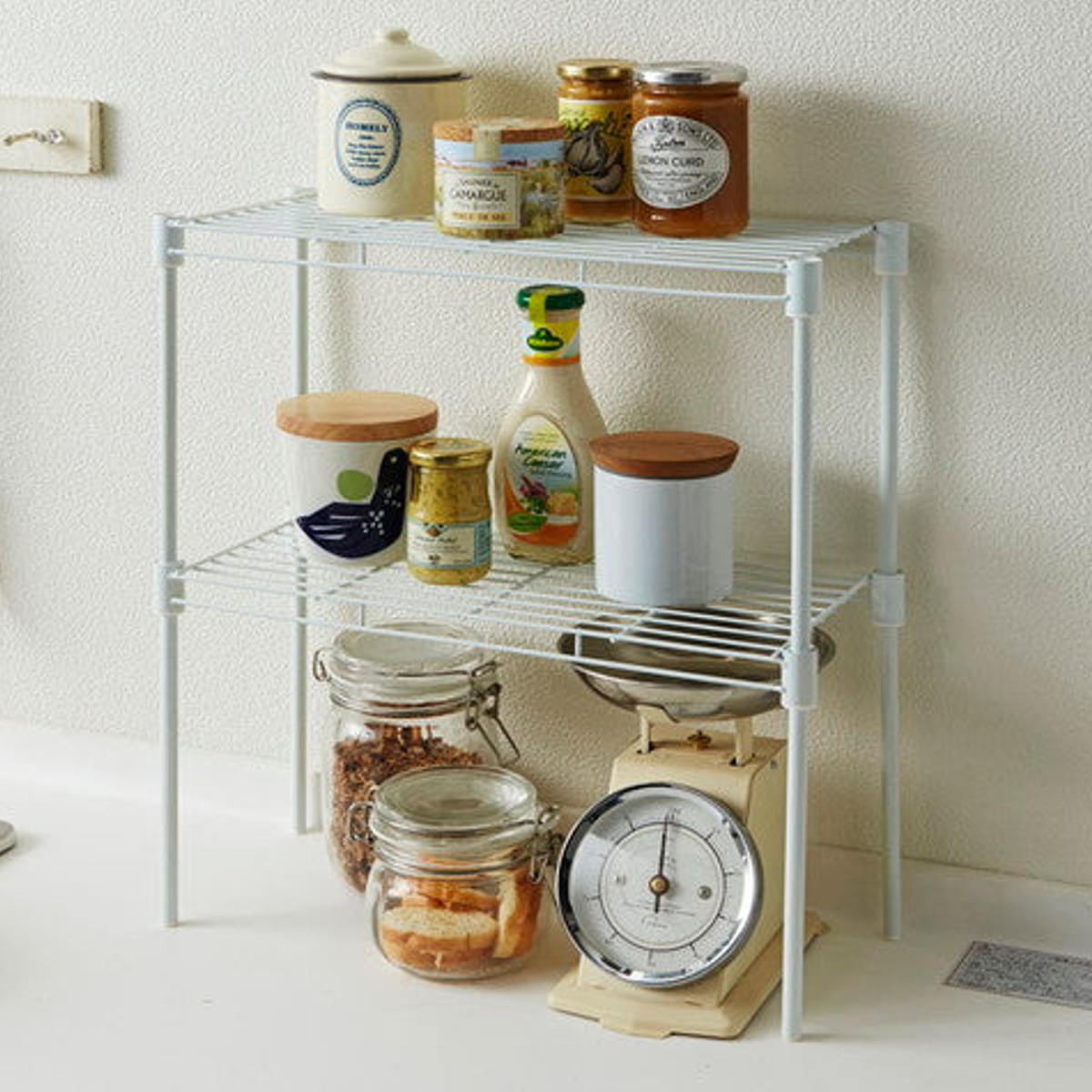 キッチン収納 キッチン 重ね棚 2個セット ワイヤー 積み重ね可能 ( スパイスラック コの字ラック 調味料ラック 収納ラック ラック キッチン収納ラック フリーラック 調味料 収納 キッチン棚 コンパクト 省スペース セット )