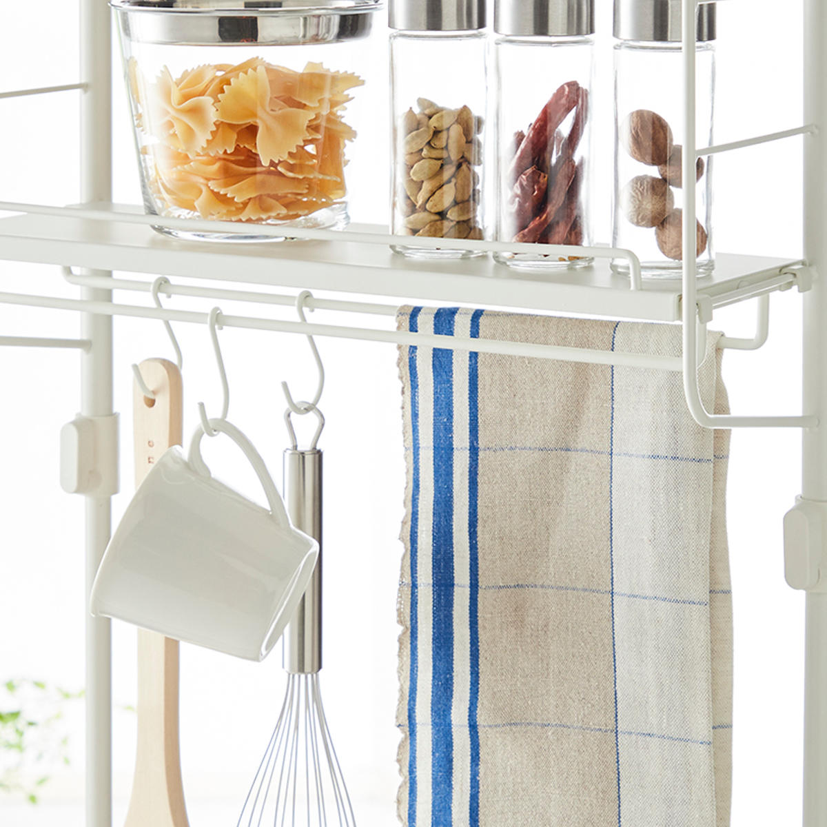 突っ張りラック SPLUCE キッチン つっぱりラック トレイセット ( 突っ張り式収納 突っ張り棚 キッチンラック 吊り上げ収納 スリム 収納 ラック 収納棚 スパイスラック 調味料ラック 壁面収納 キッチン収納 シンクサイド おしゃれ )