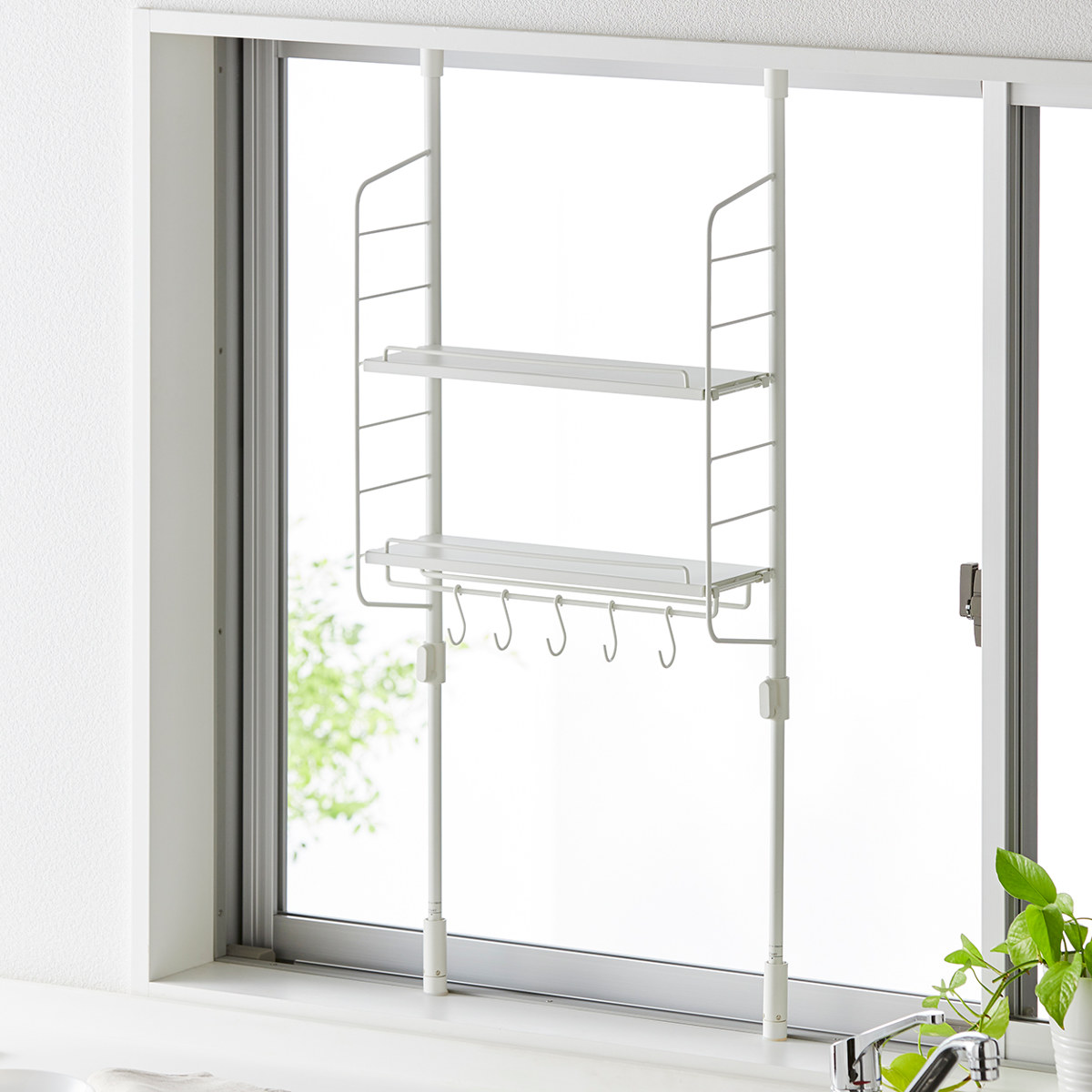 突っ張りラック SPLUCE キッチン つっぱりラック トレイセット ( 突っ張り式収納 突っ張り棚 キッチンラック 吊り上げ収納 スリム 収納 ラック 収納棚 スパイスラック 調味料ラック 壁面収納 キッチン収納 シンクサイド おしゃれ )