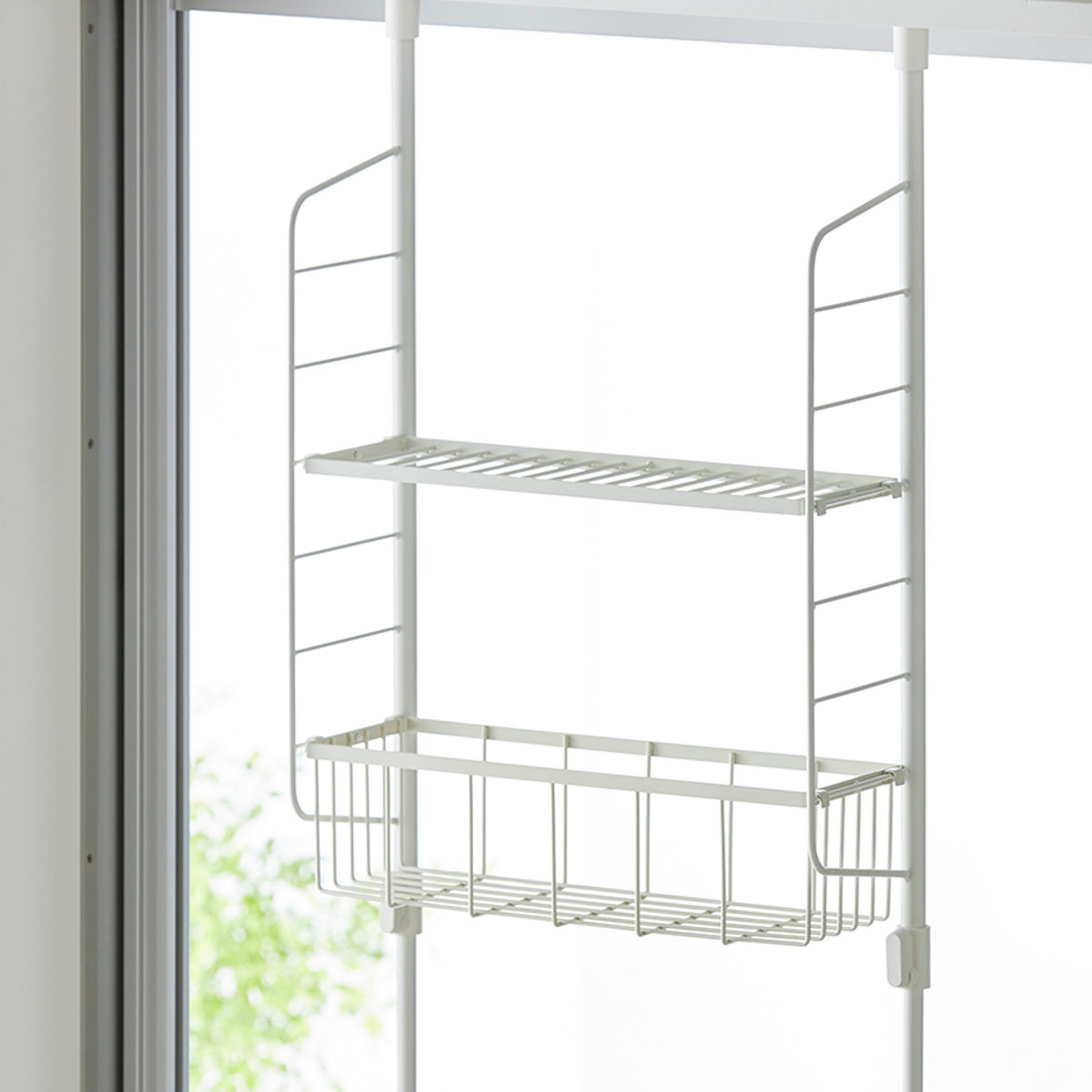 突っ張りラック SPLUCE キッチン つっぱりラック バスケットセット ( 突っ張り式収納 突っ張り棚 キッチンラック 水切り かご スリム 収納 ラック 収納棚 スパイスラック 調味料ラック 壁面収納 キッチン収納 おしゃれ )