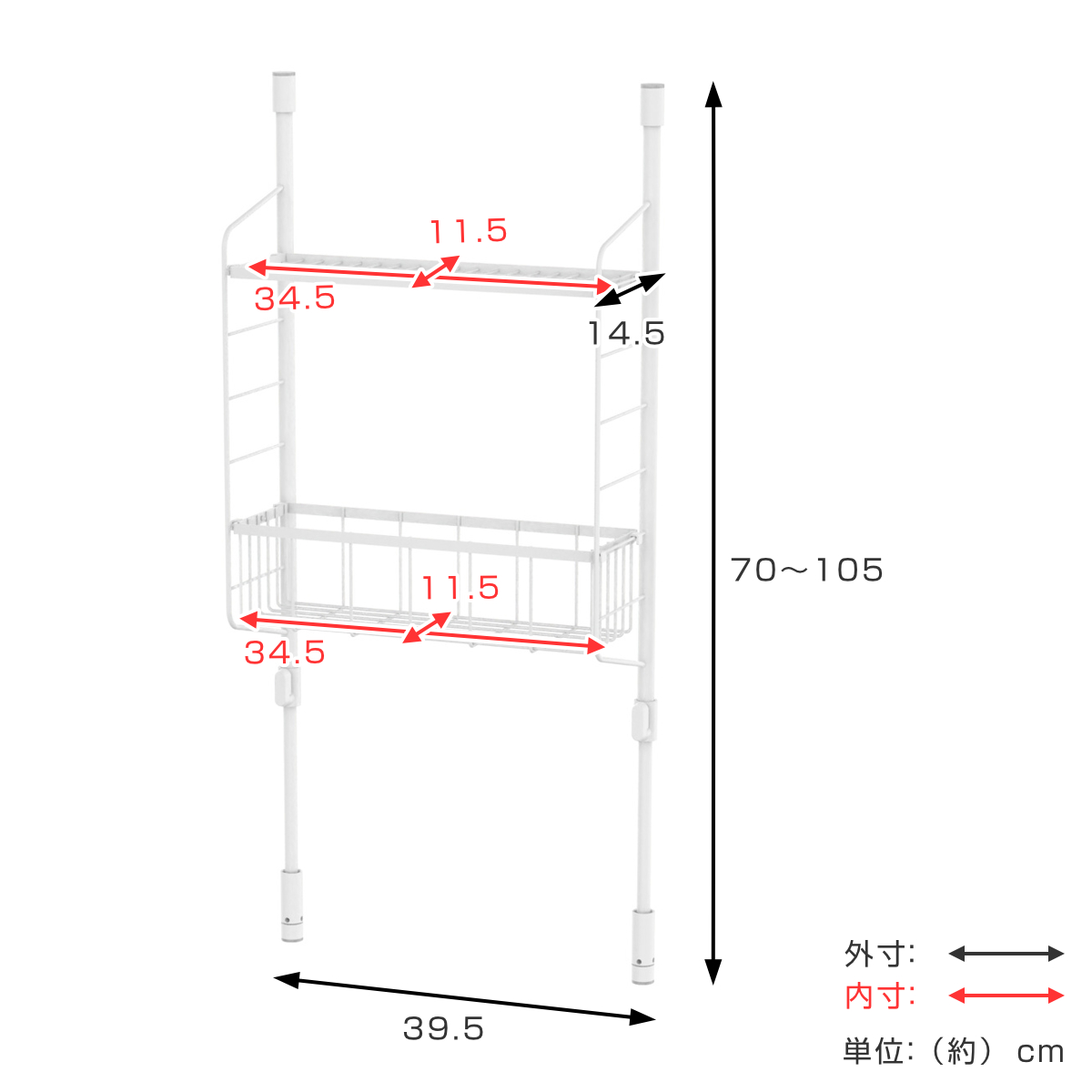 突っ張りラック SPLUCE キッチン つっぱりラック バスケットセット ( 突っ張り式収納 突っ張り棚 キッチンラック 水切り かご スリム 収納 ラック 収納棚 スパイスラック 調味料ラック 壁面収納 キッチン収納 おしゃれ )