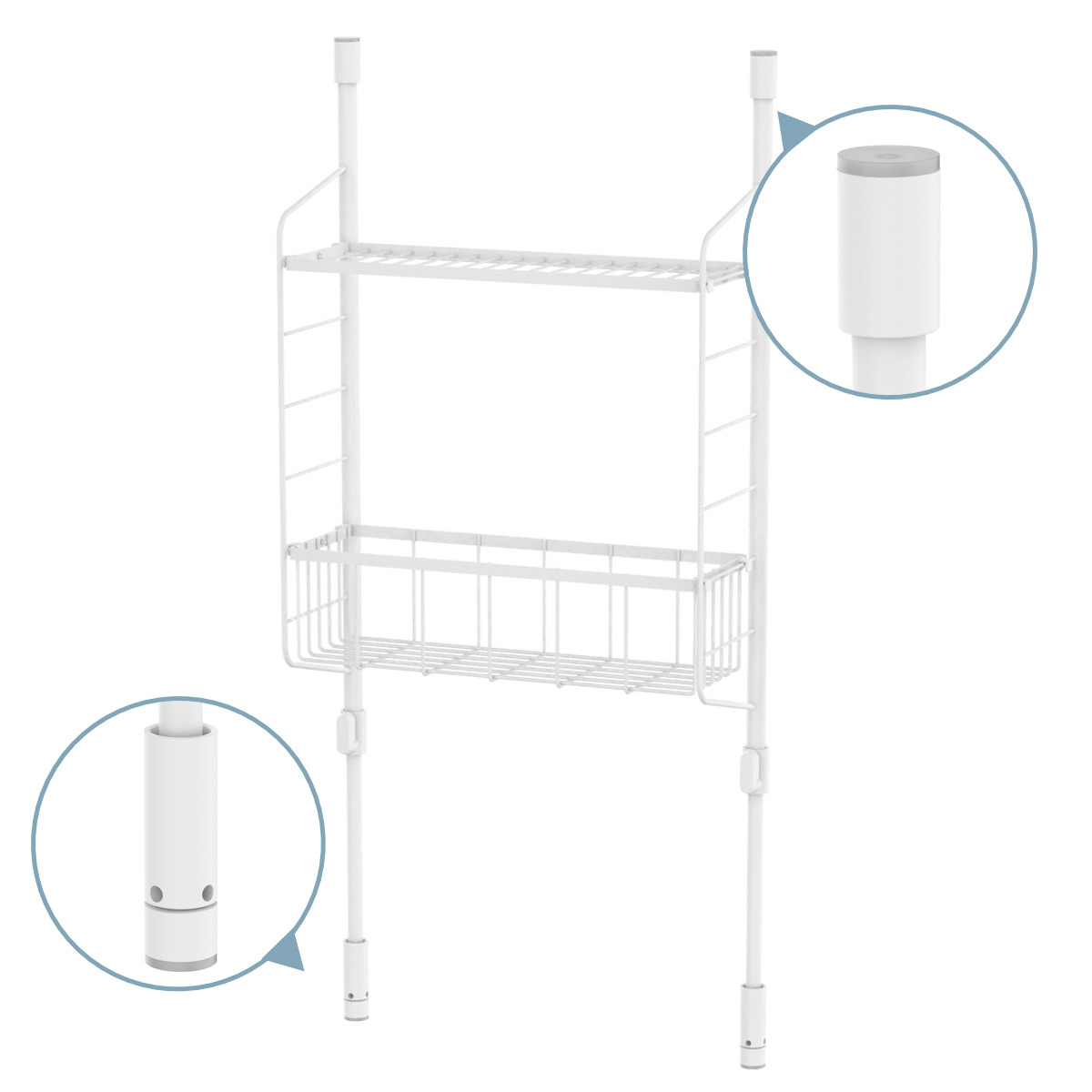 突っ張りラック SPLUCE キッチン つっぱりラック バスケットセット ( 突っ張り式収納 突っ張り棚 キッチンラック 水切り かご スリム 収納 ラック 収納棚 スパイスラック 調味料ラック 壁面収納 キッチン収納 おしゃれ )