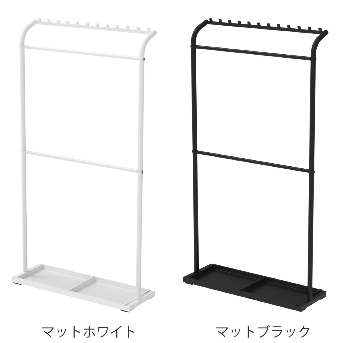 傘立て アンブレラハンガー ワイド 水受けトレー付 ( 傘たて 傘収納 傘掛け 傘かけ 大容量 省スペース 玄関収納 長傘収納 折りたたみ傘対応 傘整理 傘置き 傘ラック 収納ラック 玄関 玄関用品 掛ける収納 ワイド収納 ) 【マットホワイト】 マットホワイト