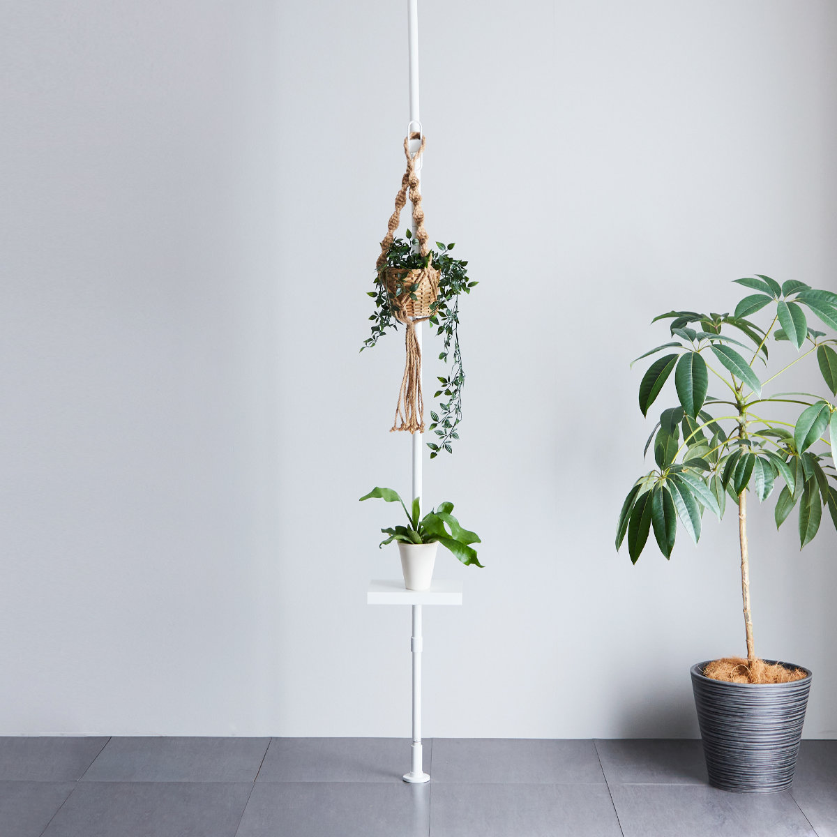 tatecco 突っ張り ちょい置き3点セット 高さ190~300cm ポール わっかのフック かくせるテーブル ( 突っ張りポール ラック スリム 収納 隙間 ホワイト タテッコ アクセサリーセット パーツ付 カスタマイズ リビング )