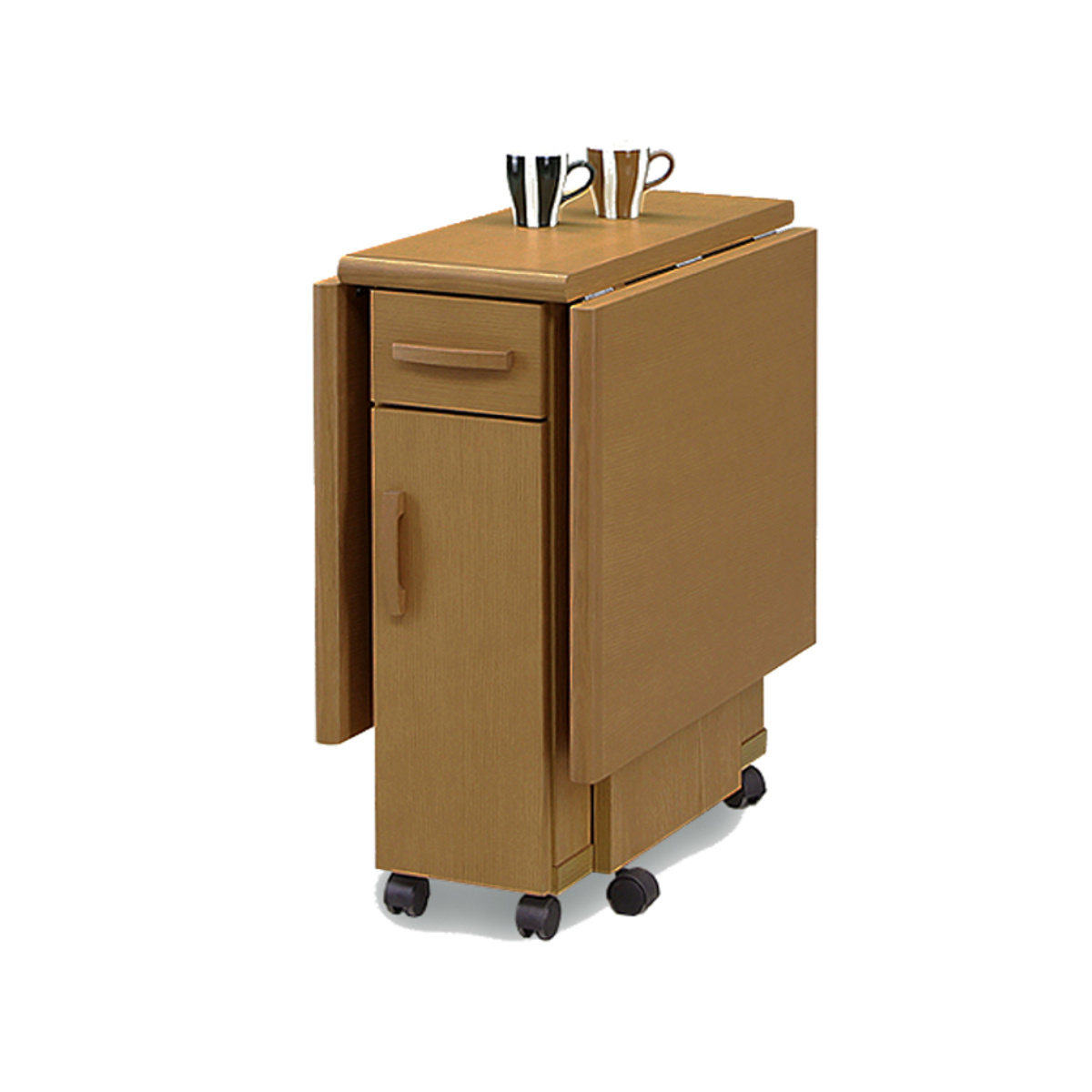 ダイニングテーブル 2人用 折りたたみ 幅32~125cm バタフライ 引出し付 ( テーブル 食卓テーブル キャスター付き 収納 引き出し 木製 コンパクト 天板 伸長 折り畳み ダイニング 食卓 おしゃれ 省スペース 伸縮テーブル )