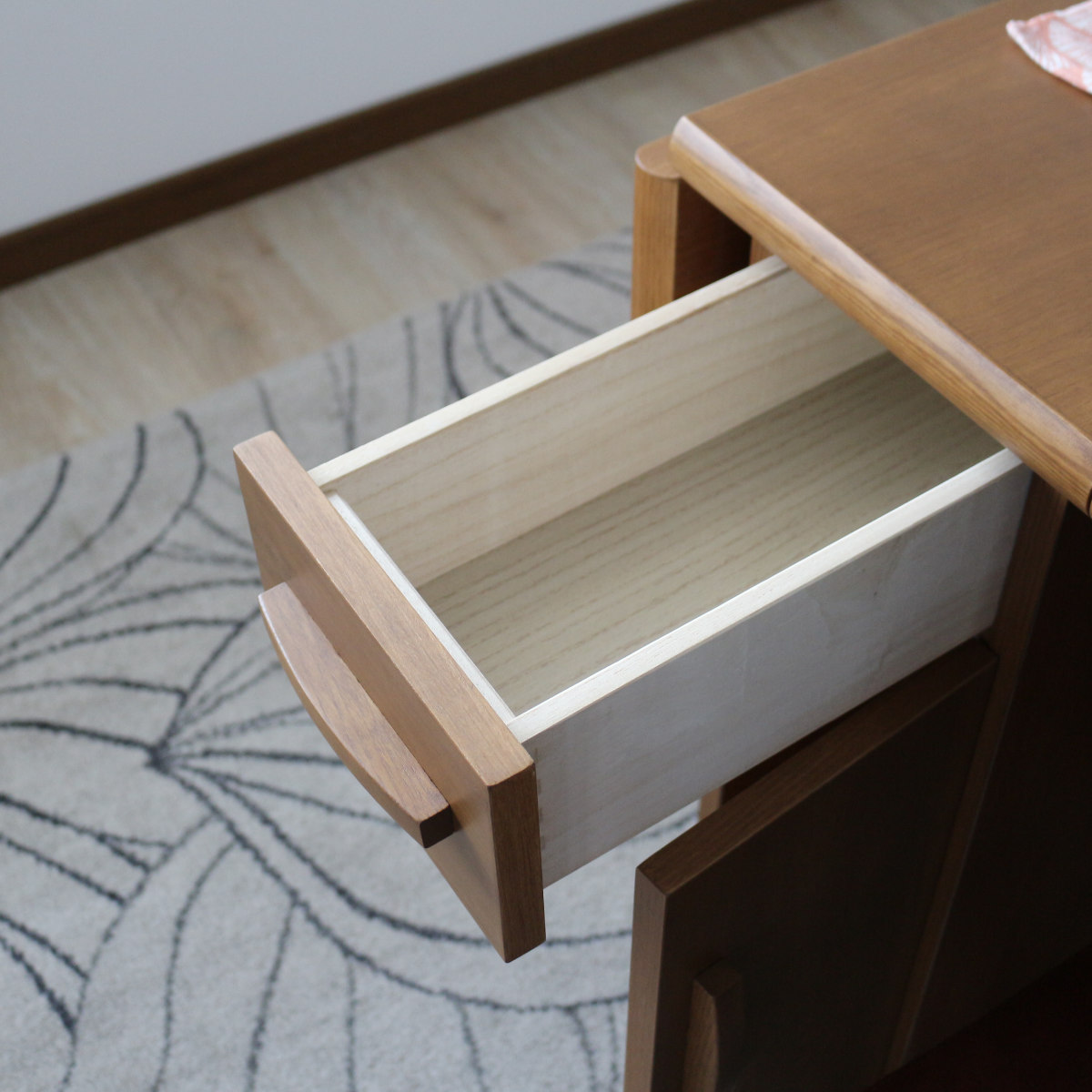 ダイニングテーブル 2人用 折りたたみ 幅32~125cm バタフライ 引出し付 ( テーブル 食卓テーブル キャスター付き 収納 引き出し 木製 コンパクト 天板 伸長 折り畳み ダイニング 食卓 おしゃれ 省スペース 伸縮テーブル )