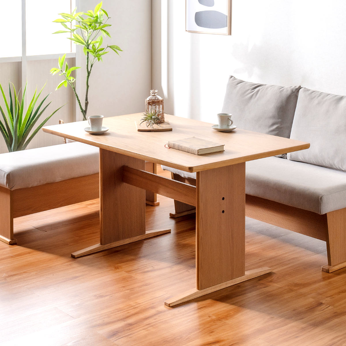 ダイニングテーブル 幅120cm T字脚 （ テーブル 食卓テーブル 天然木 木製 コンパクト ダイニング 奥行75cm 2人用 4人用 食卓 おしゃれ 省スペース ナチュラル 木製テーブル 長方形 ）