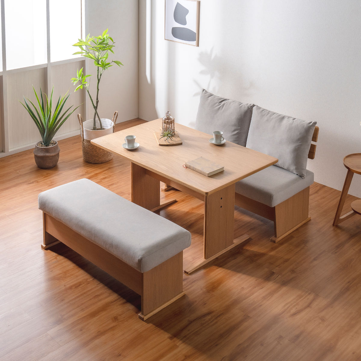 ソファ ダイニングソファ 2人掛け 幅120cm 座面下収納付 ( ソファー ダイニング 食卓椅子 木製 天然木 ダイニングチェア クッション イス 椅子 カバーリング 撥水 ファブリック 傷に強い おしゃれ 収納付き ) 【ライトブルー】 ライトブルー