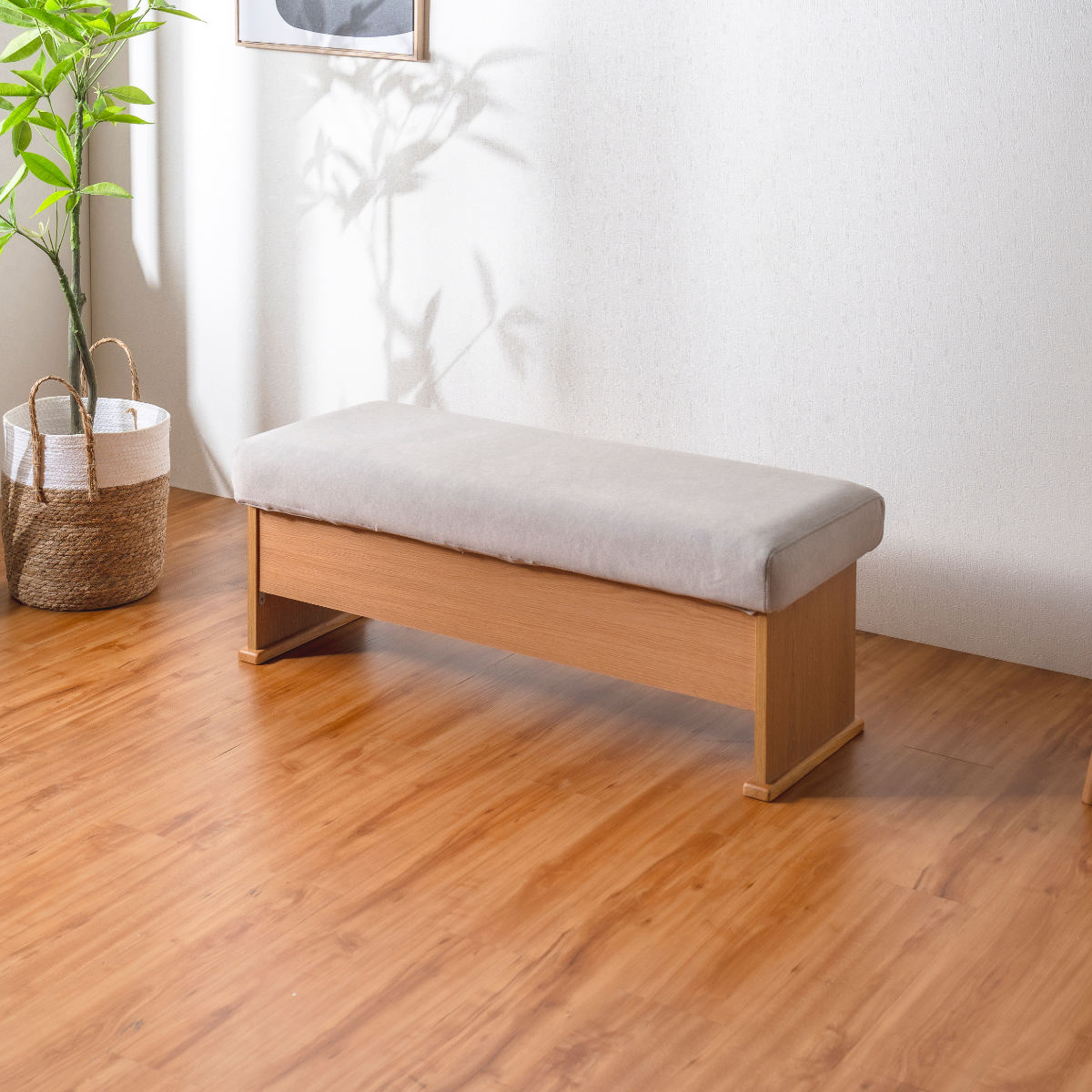 ダイニングベンチ 2人掛け 幅112cm 座面下収納付 ( ソファー ダイニング ベンチ 食卓椅子 木製 天然木 クッション チェア 椅子 カバーリング 撥水 ファブリック 傷に強い ダイニングチェア ) 【ライトブルー】 ライトブルー