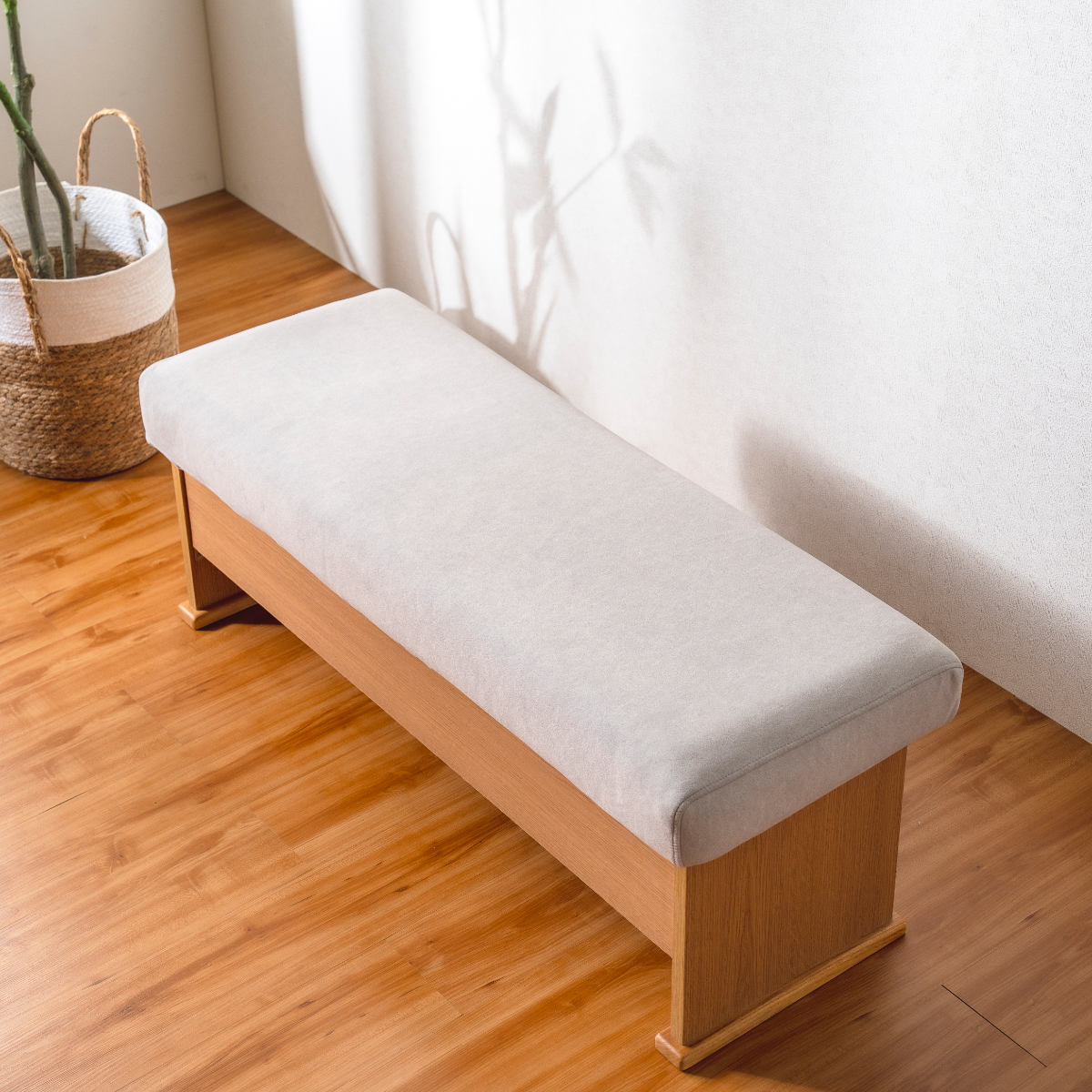 ダイニングベンチ 2人掛け 幅112cm 座面下収納付 ( ソファー ダイニング ベンチ 食卓椅子 木製 天然木 クッション チェア 椅子 カバーリング 撥水 ファブリック 傷に強い ダイニングチェア ) 【ライトブルー】 ライトブルー