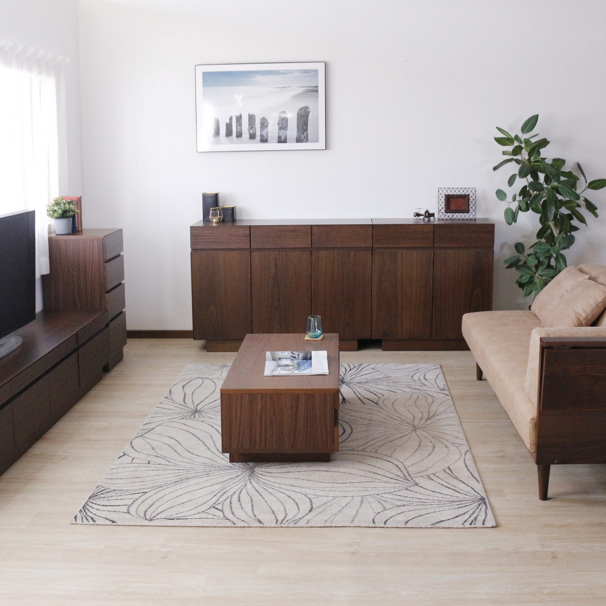 リビングテーブル 高さ37cm 天板長方形 引出し付 センターテーブル ( テーブル 机 リビング ローテーブル 木製 天然木 収納 大容量 引き出し スライド棚 長方形 完成品 コーヒーテーブル おしゃれ 木製テーブル ) 【ブラウン】 ブラウン