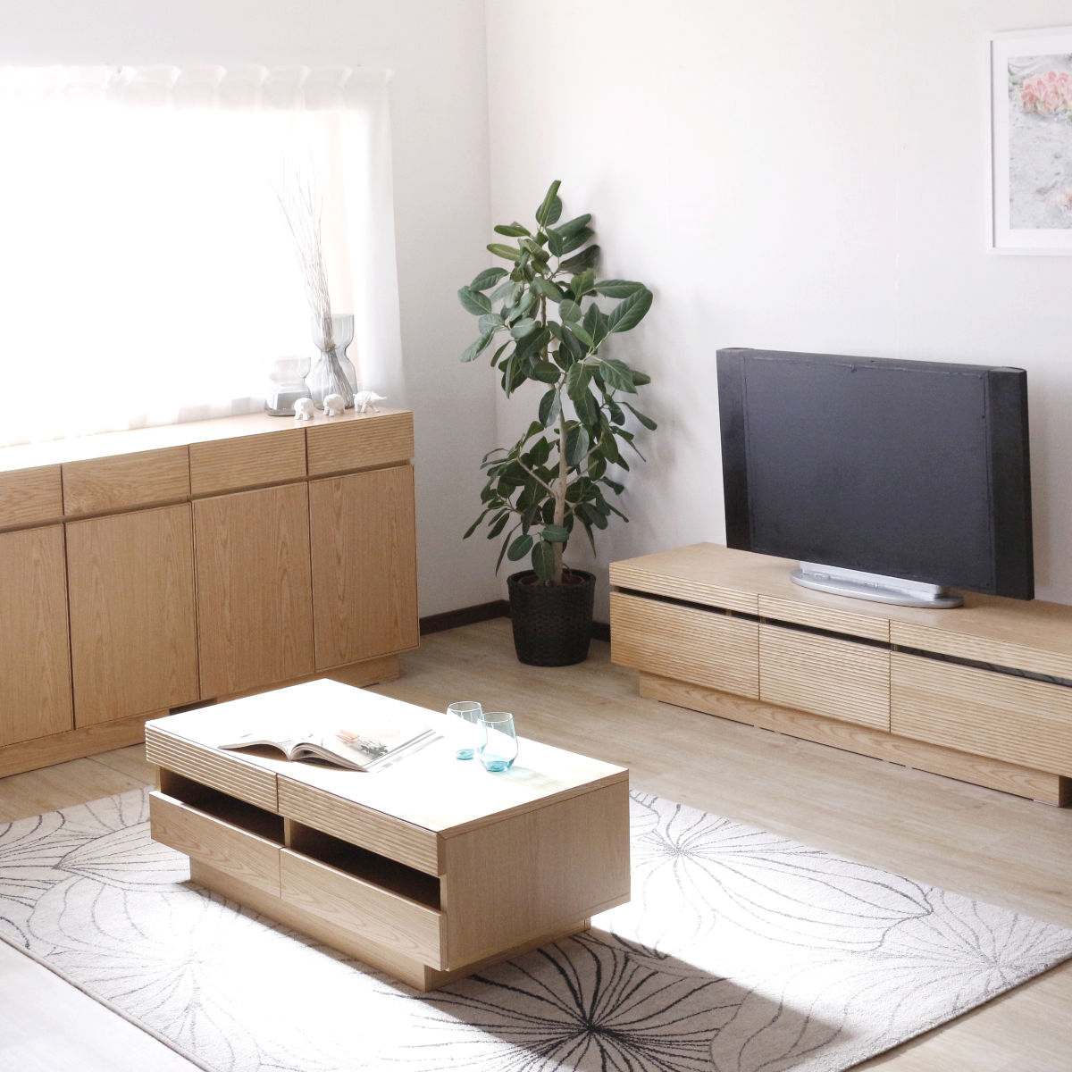 リビングテーブル 高さ37cm 天板長方形 引出し付 センターテーブル ( テーブル 机 リビング ローテーブル 木製 天然木 収納 大容量 引き出し スライド棚 長方形 完成品 コーヒーテーブル おしゃれ 木製テーブル ) 【ブラウン】 ブラウン