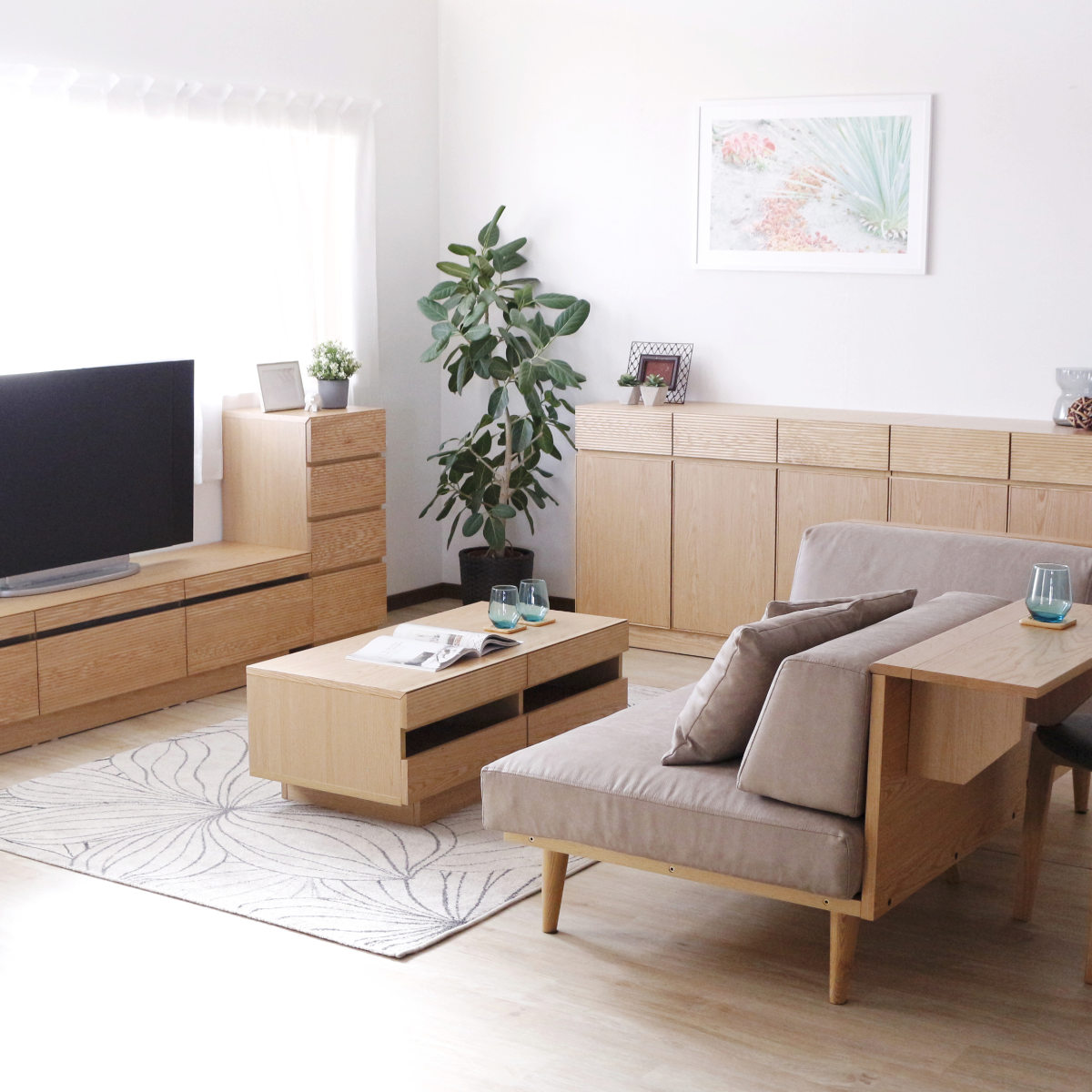 リビングテーブル 高さ37cm 天板長方形 引出し付 センターテーブル ( テーブル 机 リビング ローテーブル 木製 天然木 収納 大容量 引き出し スライド棚 長方形 完成品 コーヒーテーブル おしゃれ 木製テーブル ) 【ブラウン】 ブラウン