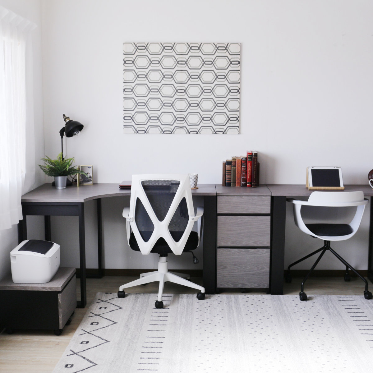 ワークデスク 幅135cm コーナーデスク USB付コンセント 収納棚付 ( デスク 机 学習机 勉強机 パソコンデスク 棚付き オフィスデスク 木製 学習デスク 勉強デスク パソコン PC 作業机 平机 ) 【左側】 左側