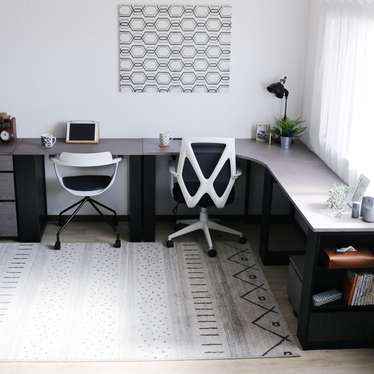 ワークデスク 幅135cm コーナーデスク USB付コンセント 収納棚付 ( デスク 机 学習机 勉強机 パソコンデスク 棚付き オフィスデスク 木製 学習デスク 勉強デスク パソコン PC 作業机 平机 ) 【左側】 左側