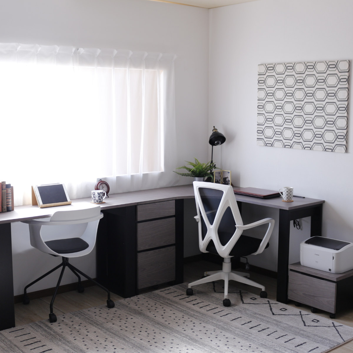 ワークデスク 幅135cm コーナーデスク USB付コンセント 収納棚付 ( デスク 机 学習机 勉強机 パソコンデスク 棚付き オフィスデスク 木製 学習デスク 勉強デスク パソコン PC 作業机 平机 ) 【左側】 左側