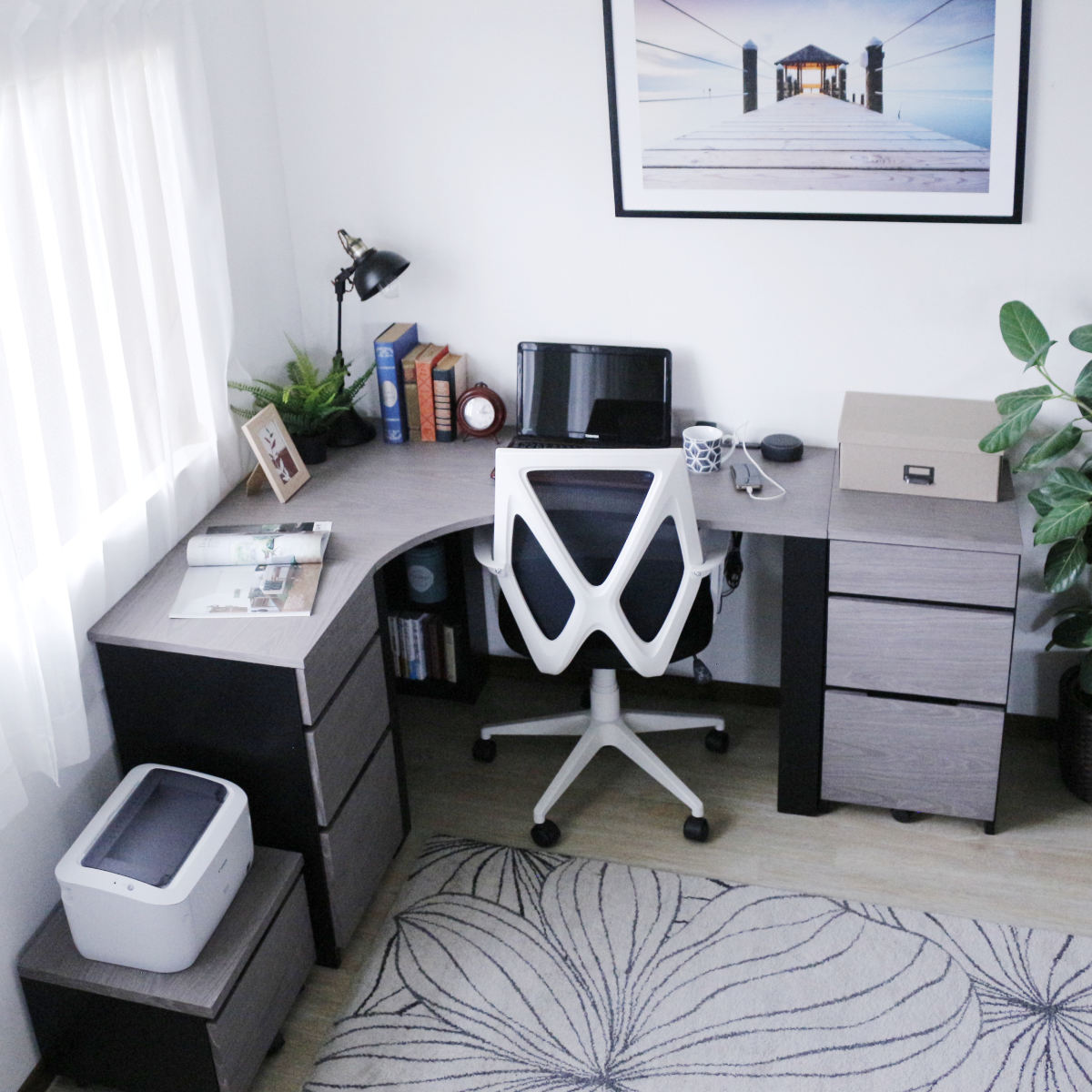 ワークデスク 幅135cm コーナーデスク USB付コンセント 収納棚付 ( デスク 机 学習机 勉強机 パソコンデスク 棚付き オフィスデスク 木製 学習デスク 勉強デスク パソコン PC 作業机 平机 ) 【左側】 左側