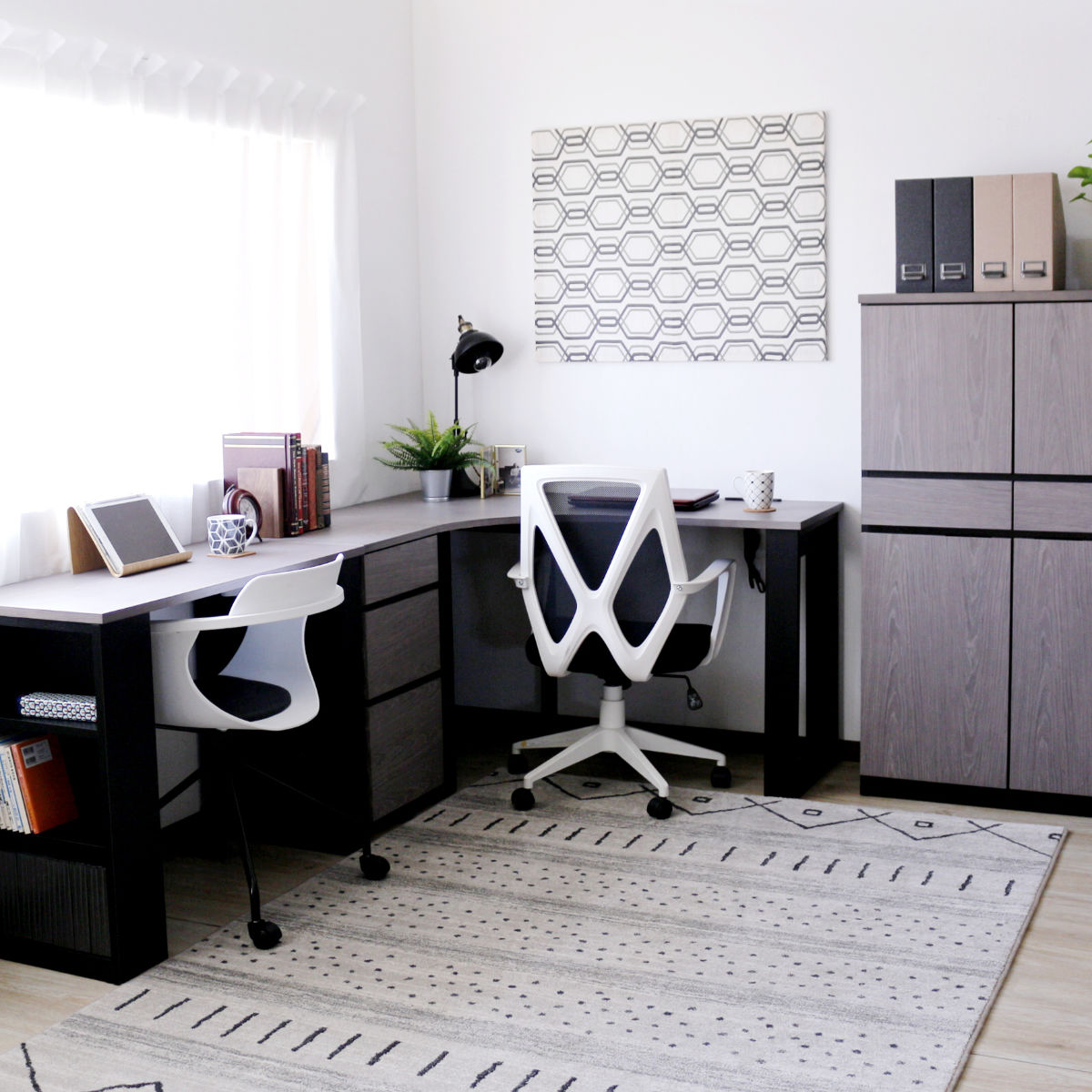 ワークデスク 幅135cm コーナーデスク USB付コンセント 収納棚付 ( デスク 机 学習机 勉強机 パソコンデスク 棚付き オフィスデスク 木製 学習デスク 勉強デスク パソコン PC 作業机 平机 ) 【左側】 左側