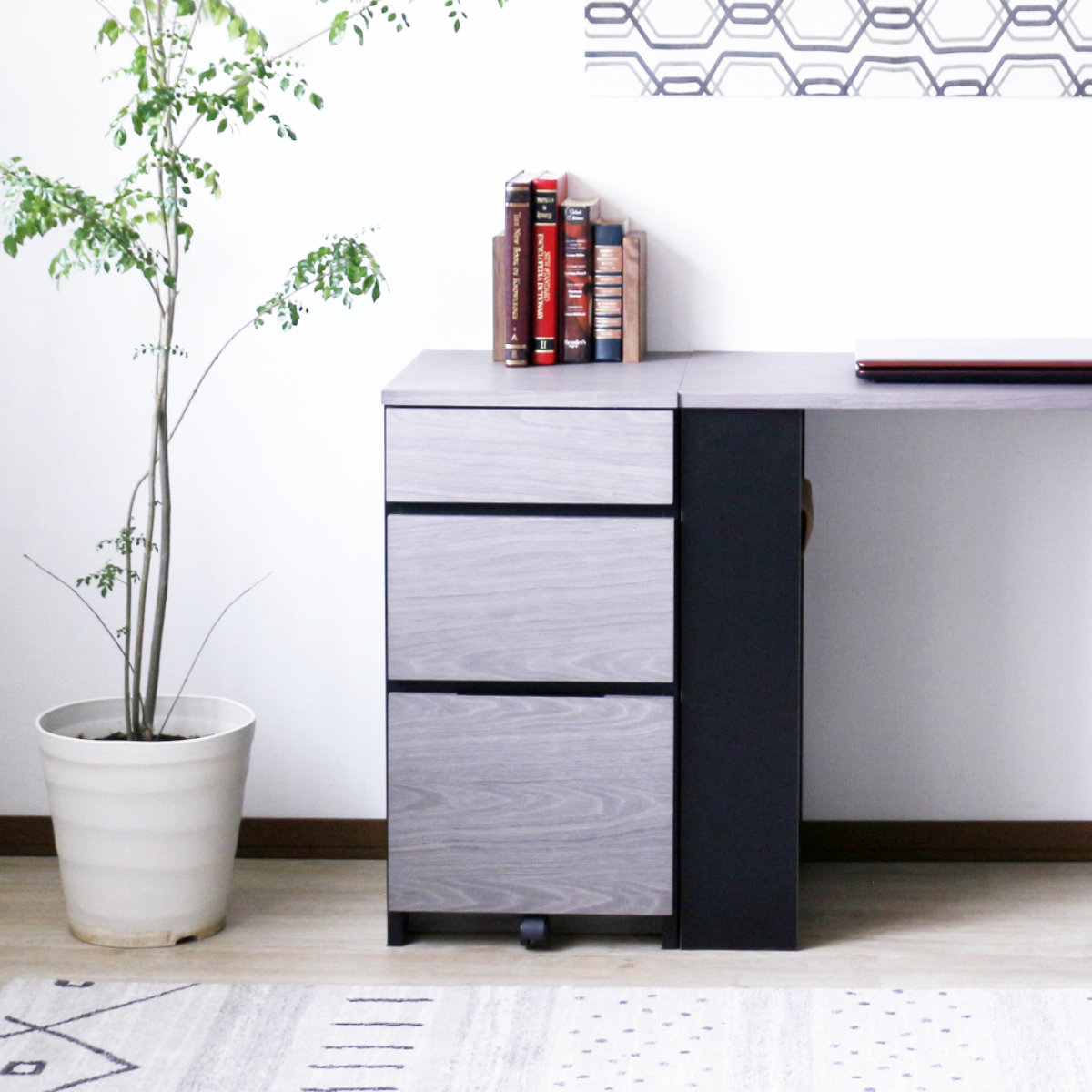 デスクワゴン 3段 キャスター付 幅40cm ( ワゴン サイドワゴン 引き出し 収納 デスク横 完成品 サイドチェスト フルスライド 木製 脇机 キャビネット サイドキャビネット 書斎 書類整理 おしゃれ )