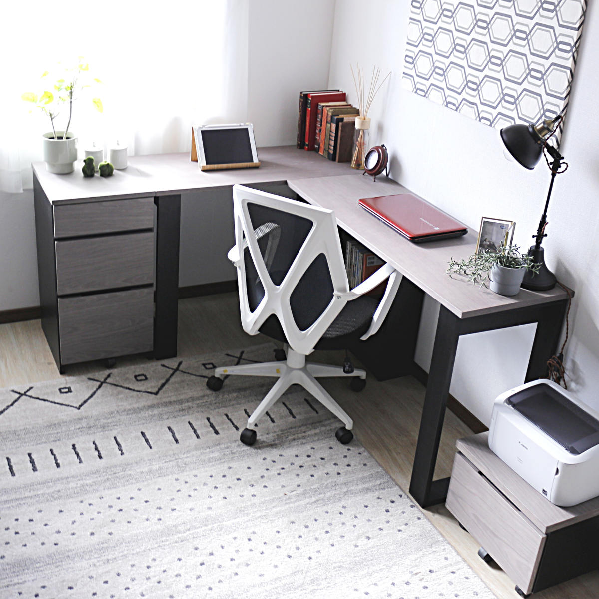 ワークデスク 幅100cm 収納棚付 ( デスク 机 コンパクト 学習机 勉強机 パソコンデスク 棚付き オフィスデスク 木製 学習デスク 勉強デスク パソコン PC 作業机 平机 )