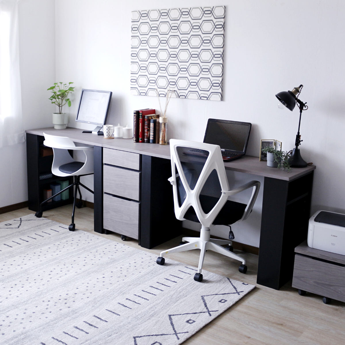 ワークデスク 幅100cm 収納棚付 ( デスク 机 コンパクト 学習机 勉強机 パソコンデスク 棚付き オフィスデスク 木製 学習デスク 勉強デスク パソコン PC 作業机 平机 )