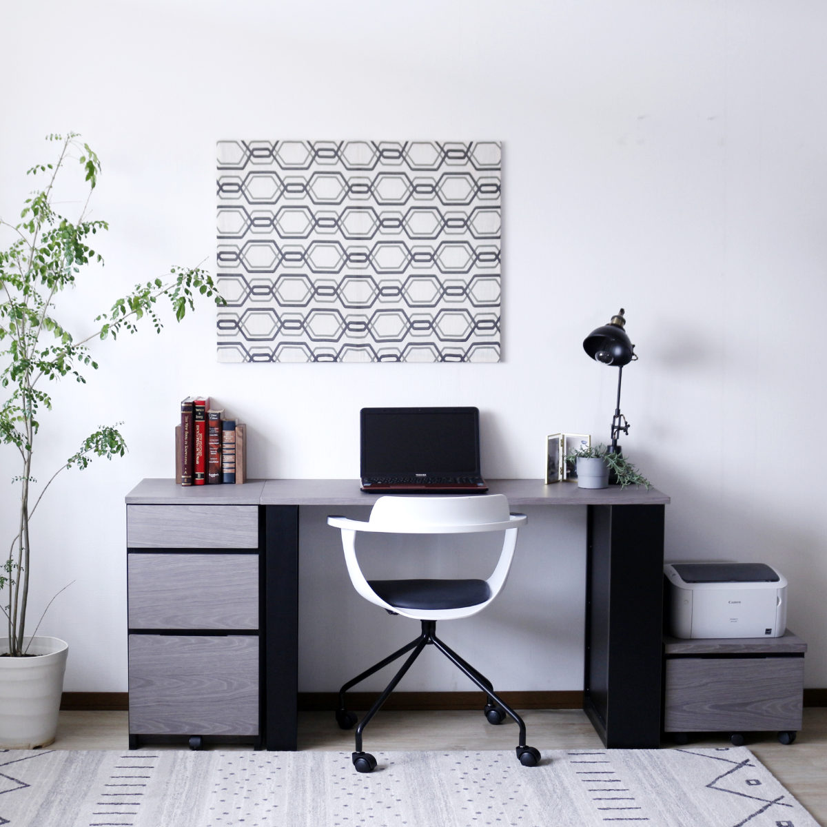 ワークデスク 幅100cm 収納棚付 ( デスク 机 コンパクト 学習机 勉強机 パソコンデスク 棚付き オフィスデスク 木製 学習デスク 勉強デスク パソコン PC 作業机 平机 )