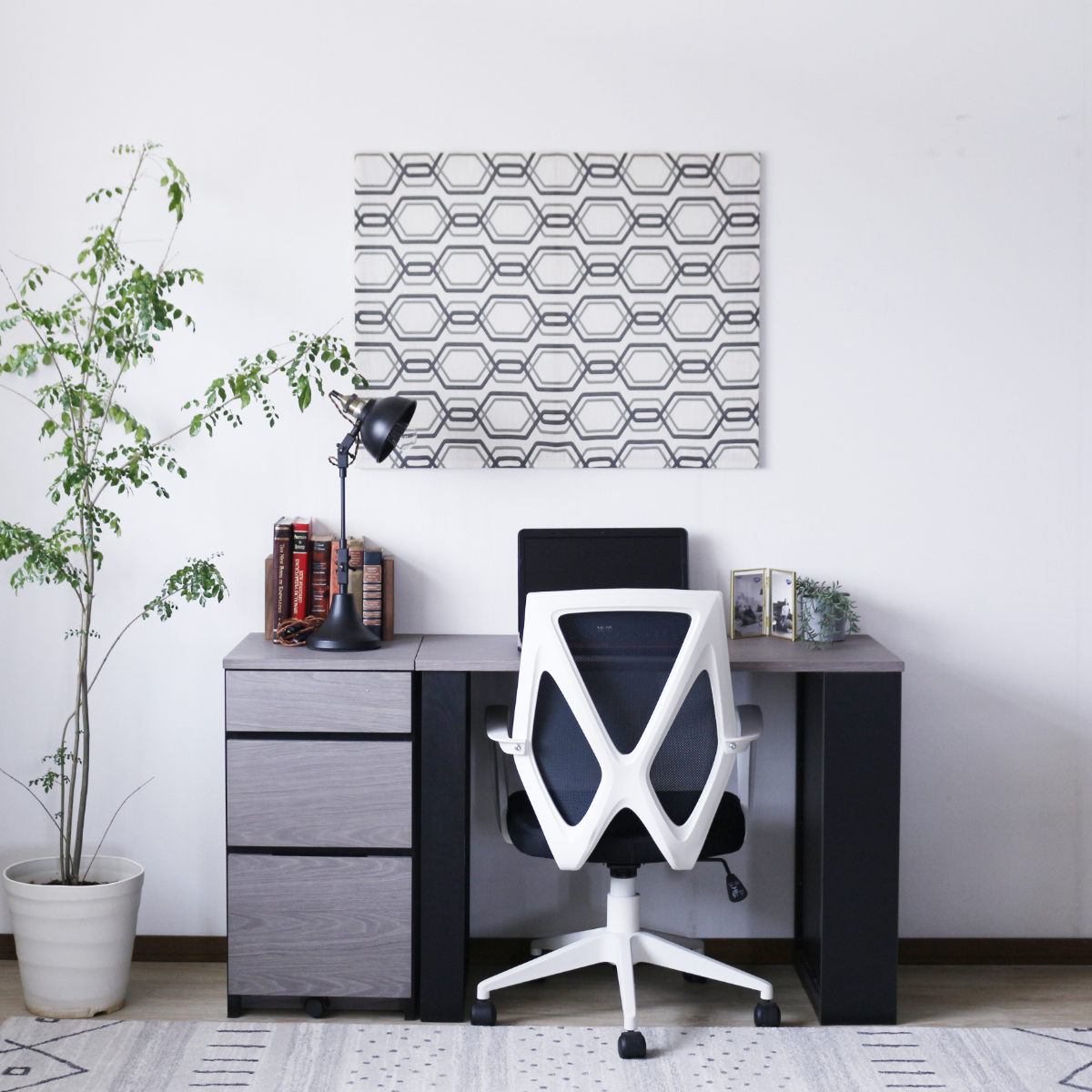 ワークデスク 幅100cm 収納棚付 ( デスク 机 コンパクト 学習机 勉強机 パソコンデスク 棚付き オフィスデスク 木製 学習デスク 勉強デスク パソコン PC 作業机 平机 )