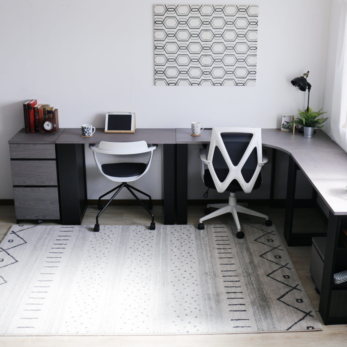 ワークデスク 幅100cm 収納棚付 ( デスク 机 コンパクト 学習机 勉強机 パソコンデスク 棚付き オフィスデスク 木製 学習デスク 勉強デスク パソコン PC 作業机 平机 )